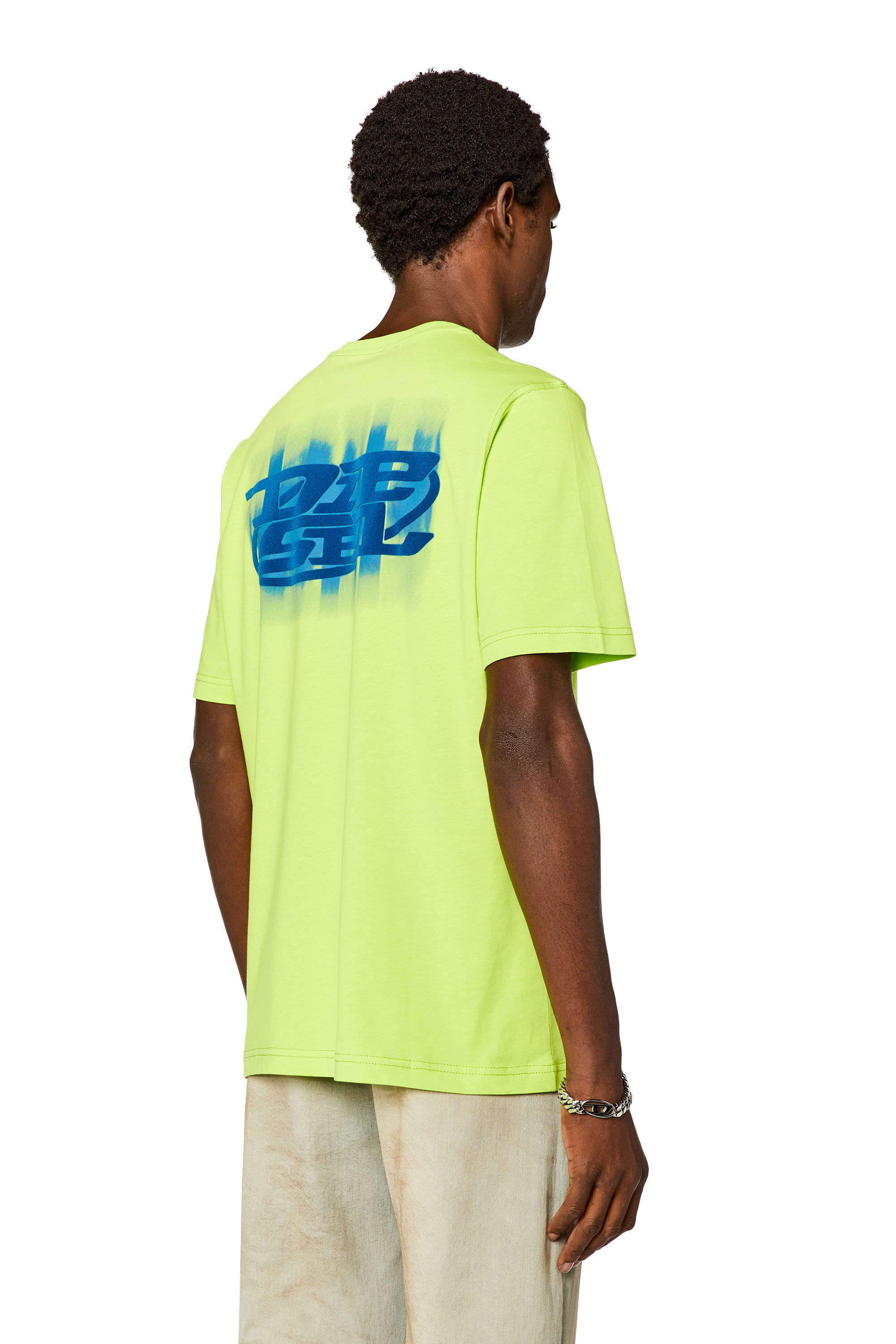 Diesel - T-JUST-N4, Homme T-shirt en coton bio avec logo floqué in Vert - Image 4