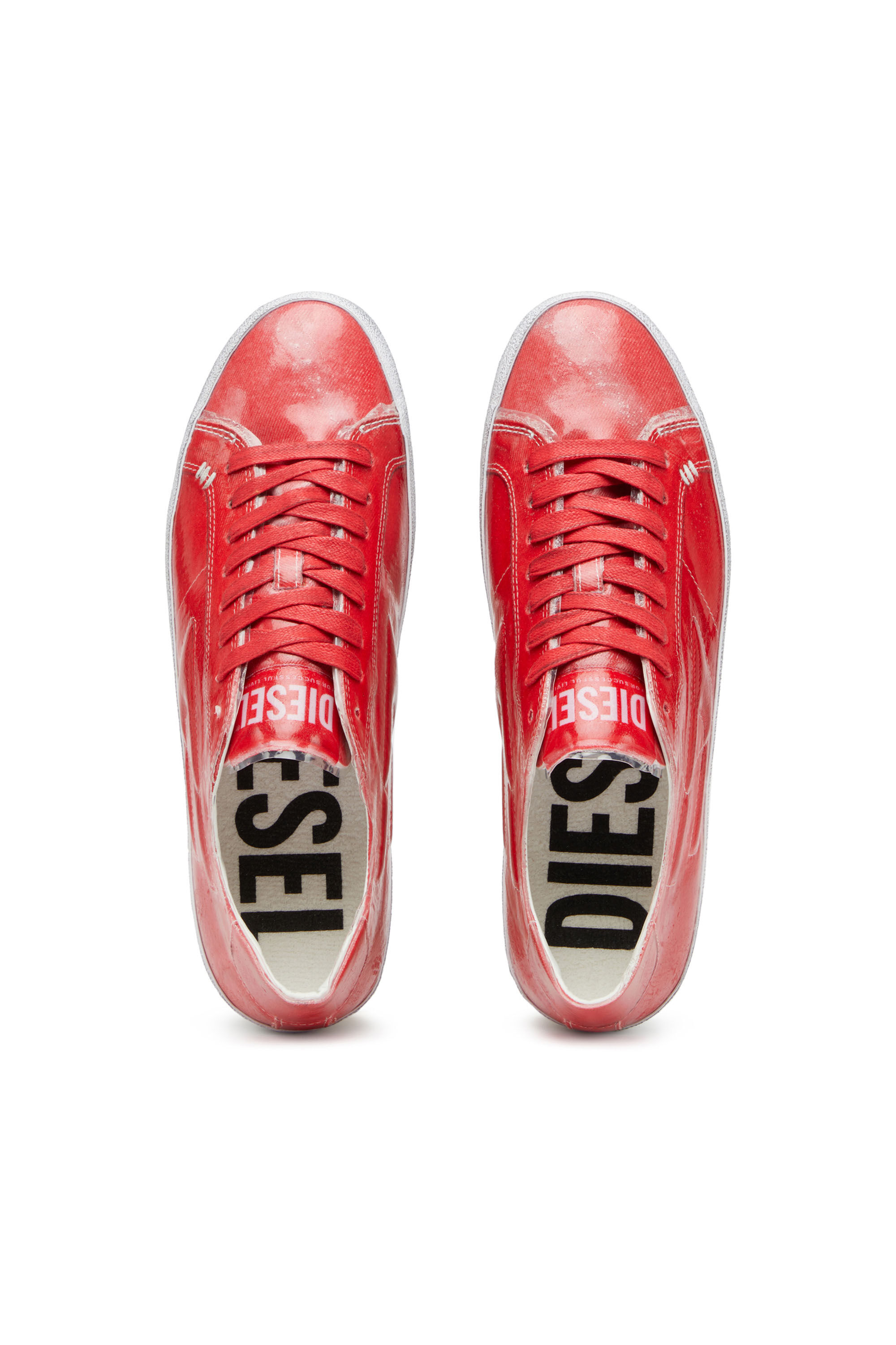 Diesel - S-LEROJI LOW W, Femme S-Leroji Low W - Sneakers en toile avec superposition en TPU in Rouge - Image 4