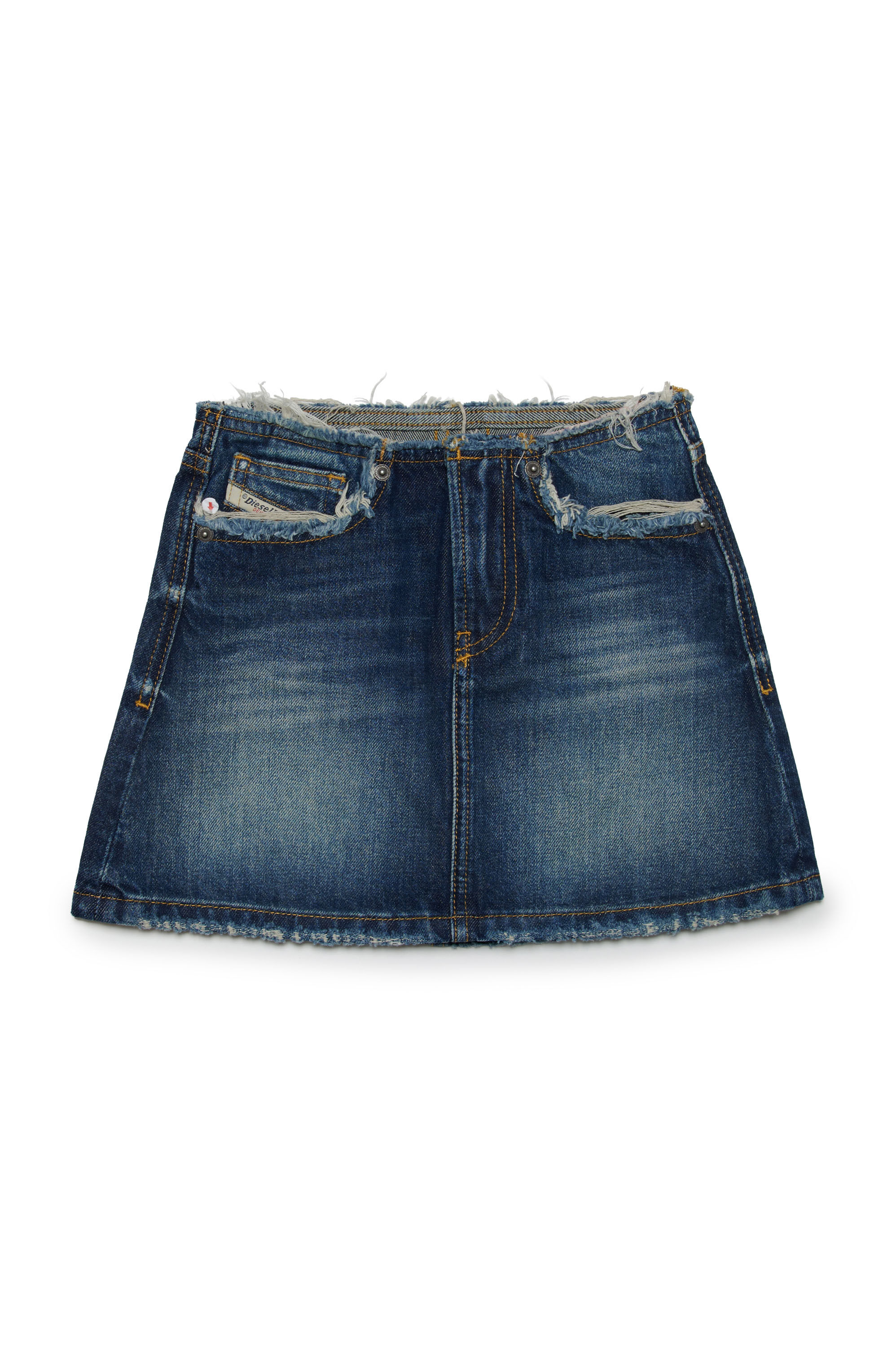 Diesel - GEALBU-S2-J, Woman Short denim skirt with frayed details in Blue - Image 1