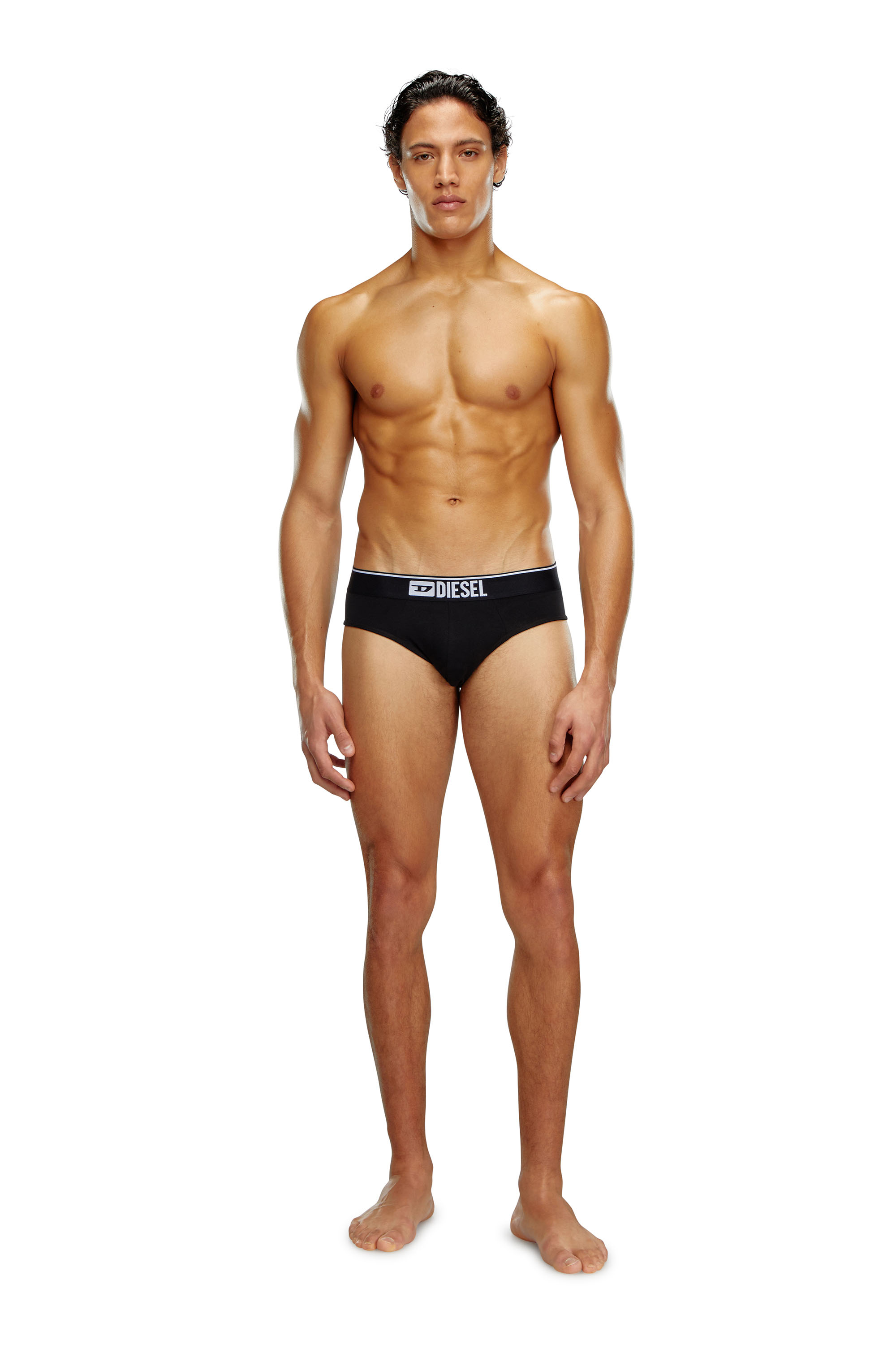 Diesel - UMBR-ANDRETHREEPACK, Man Three-pack of plain logo briefs in Black - Image 4