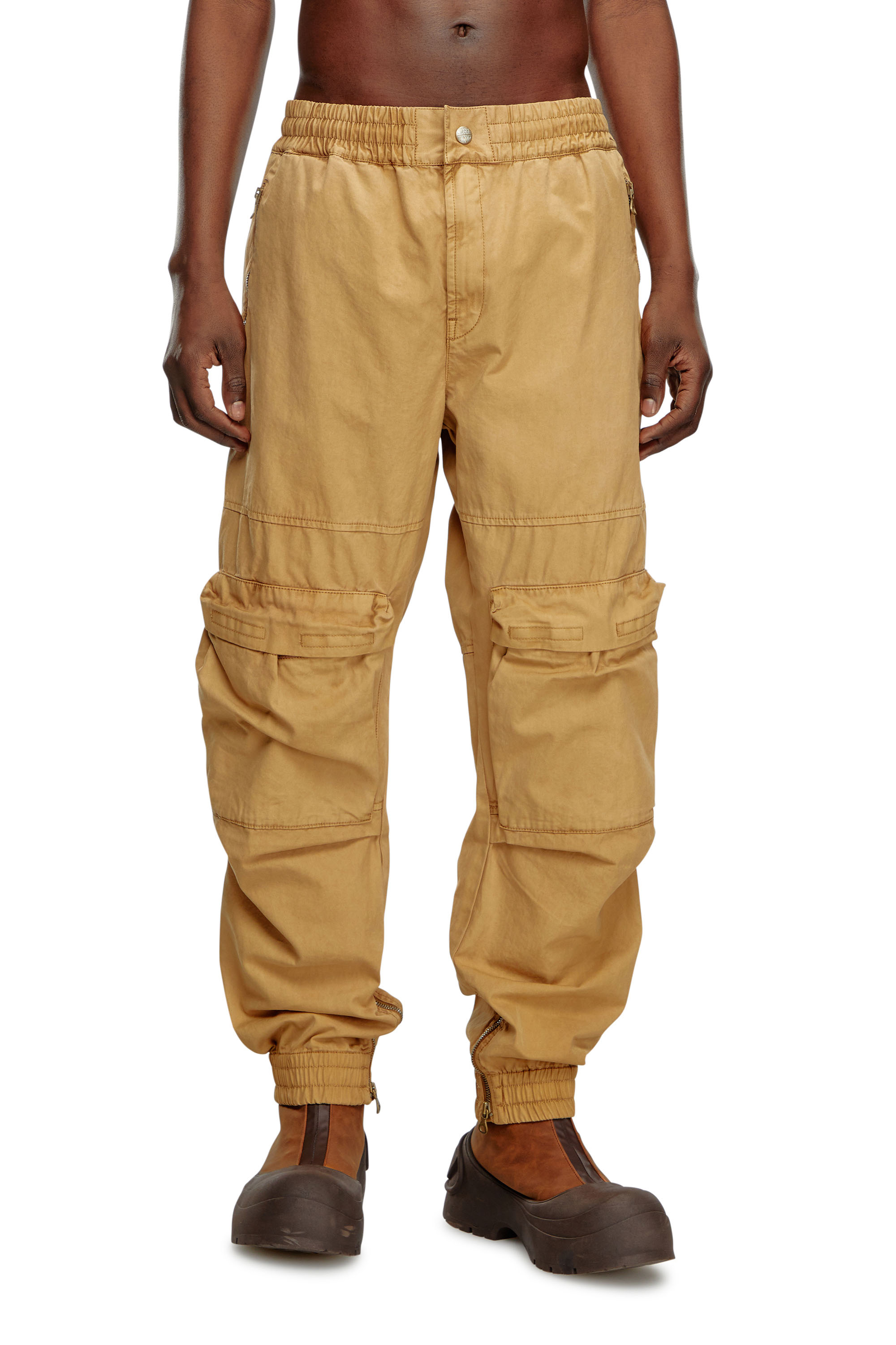 Diesel - P-BEECK, Man Cargo pants in faded organic cotton in Brown - Image 1
