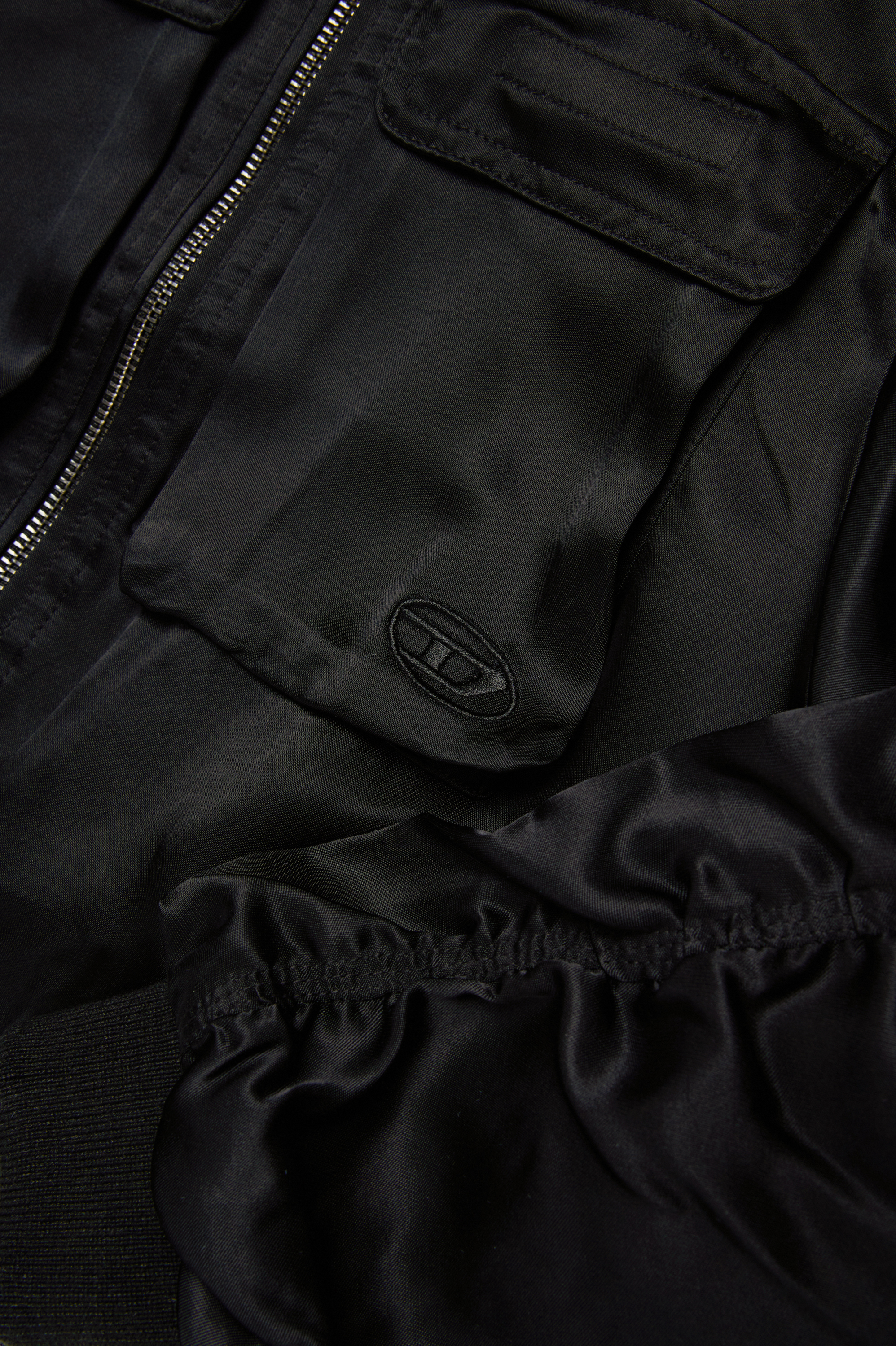 Diesel - JGKHLO, Woman Satin bomber jacket with cargo pockets in Black - Image 4
