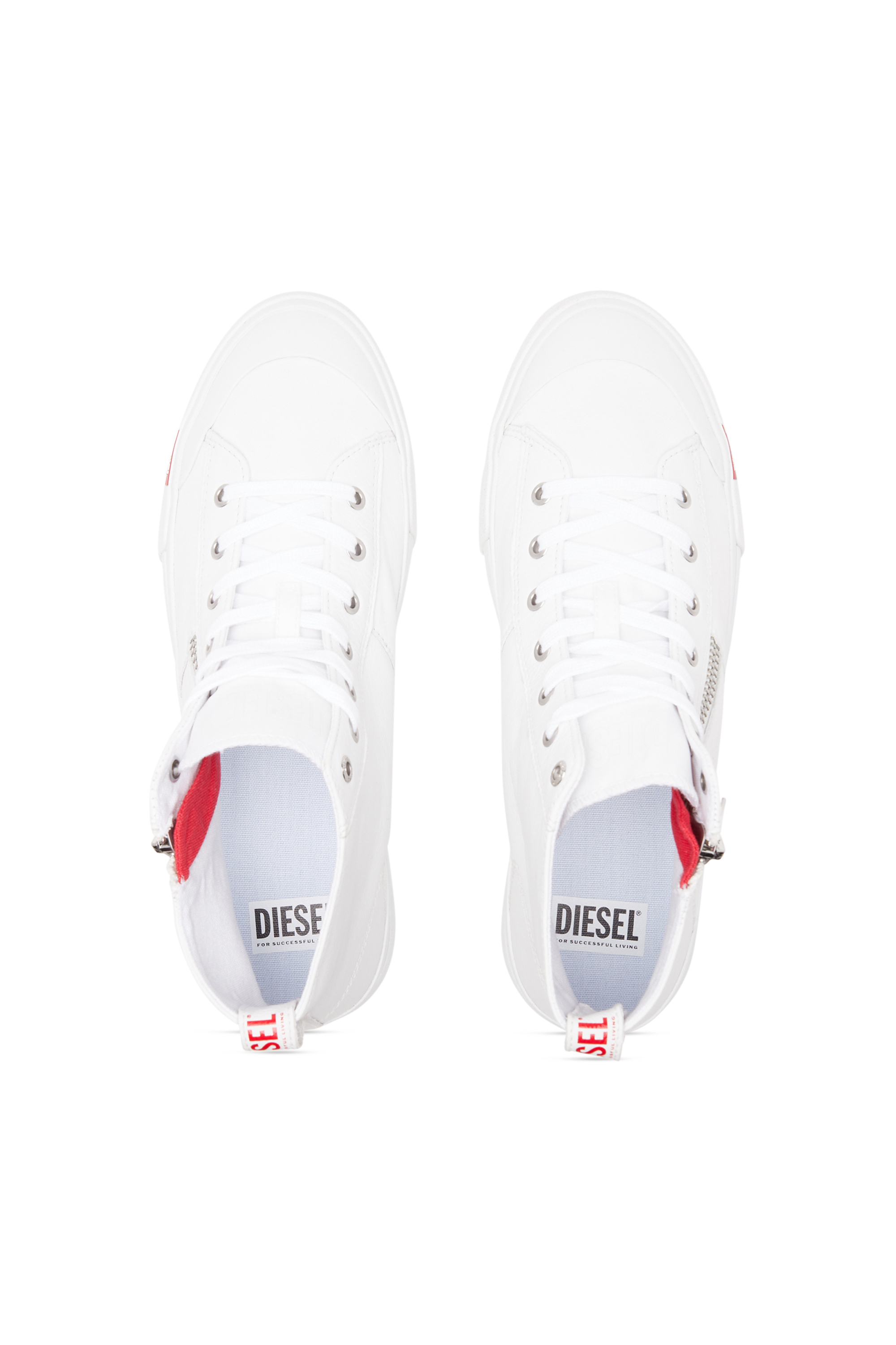 Diesel - S-ATHOS ZIP, Man's S-Athos Zip-High-top sneakers in premium leather in White - 5