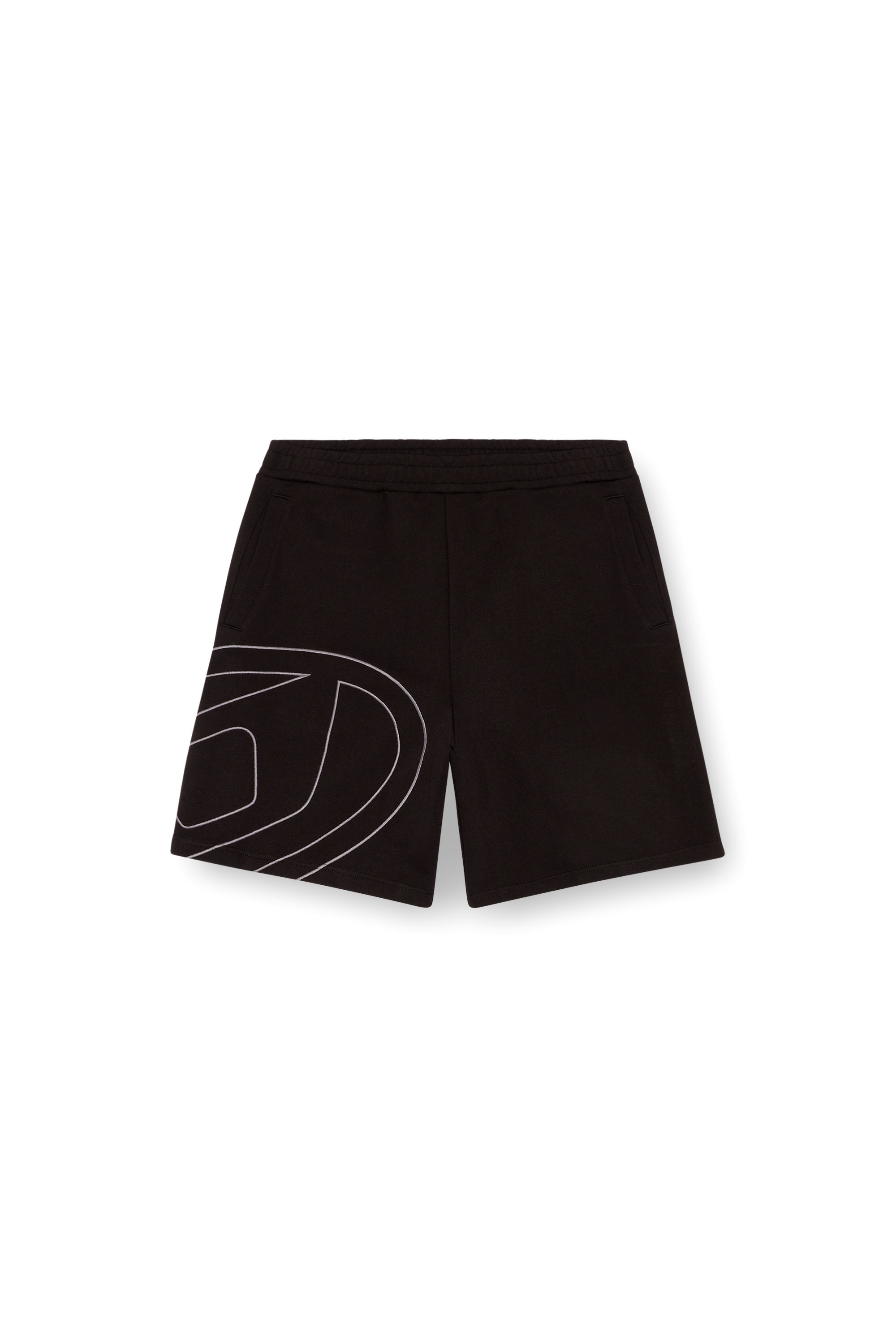 Diesel - P-CROW-MEGOVAL, Man Sweat shorts with maxi D logo in Black - Image 3