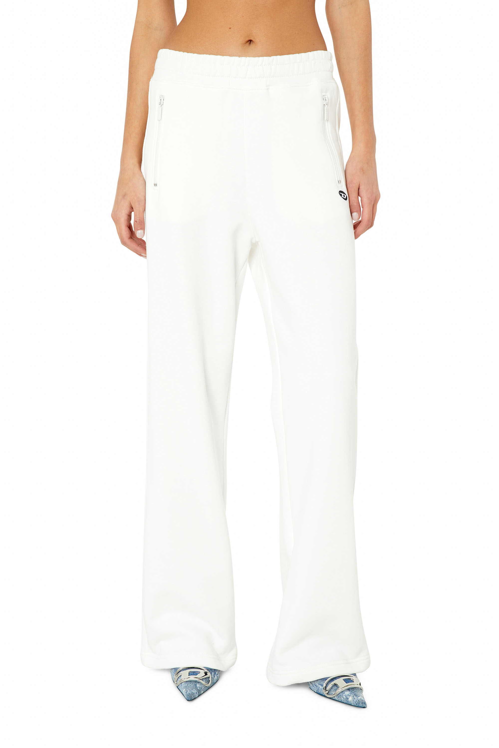 Diesel - P-ZAM-DOVAL-PJ, Woman Track pants with oval 'D' patch in White - Image 1