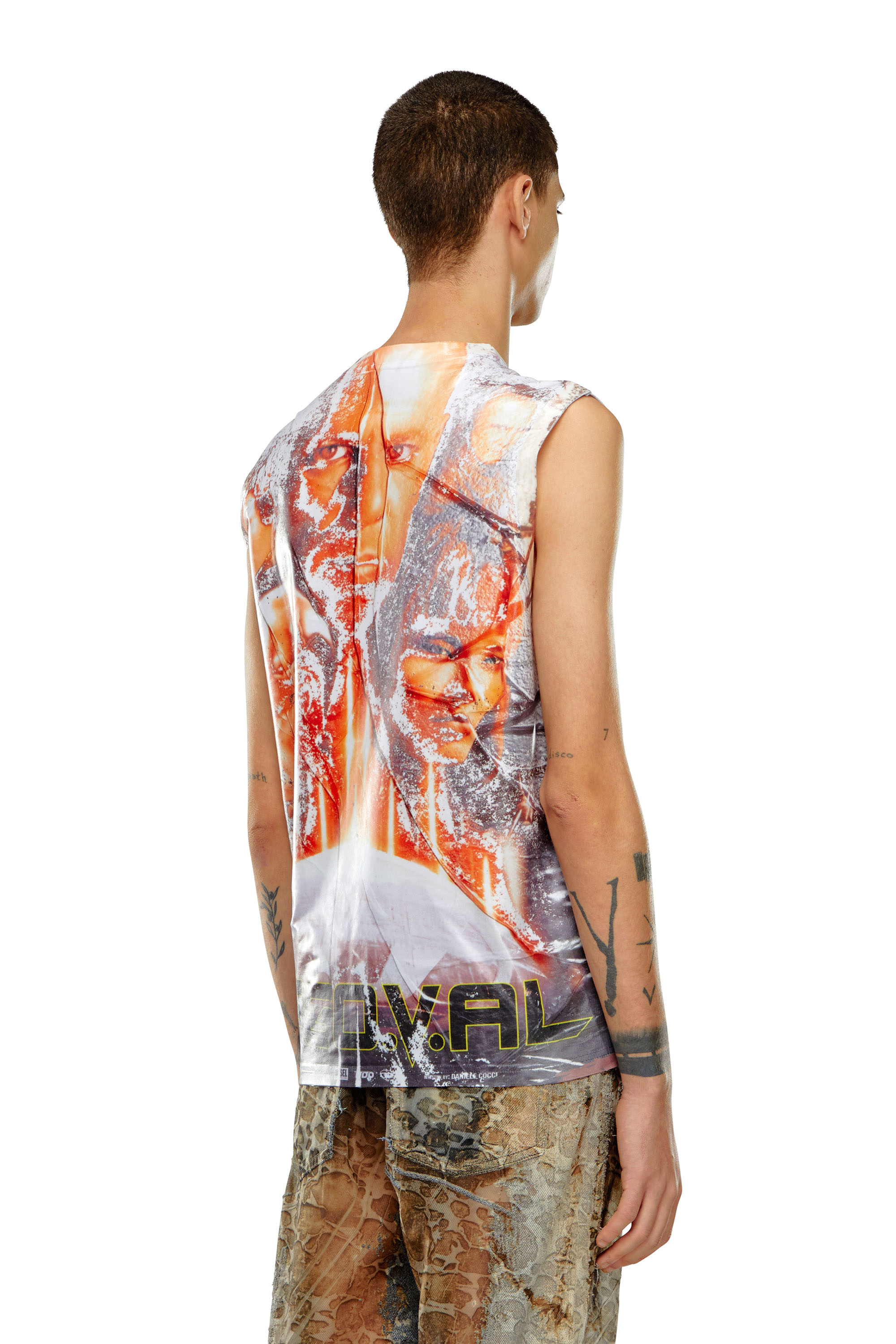 Diesel - T-BIRCO-P6, Man Shiny tank top with Diesel film print in Multicolor - Image 4