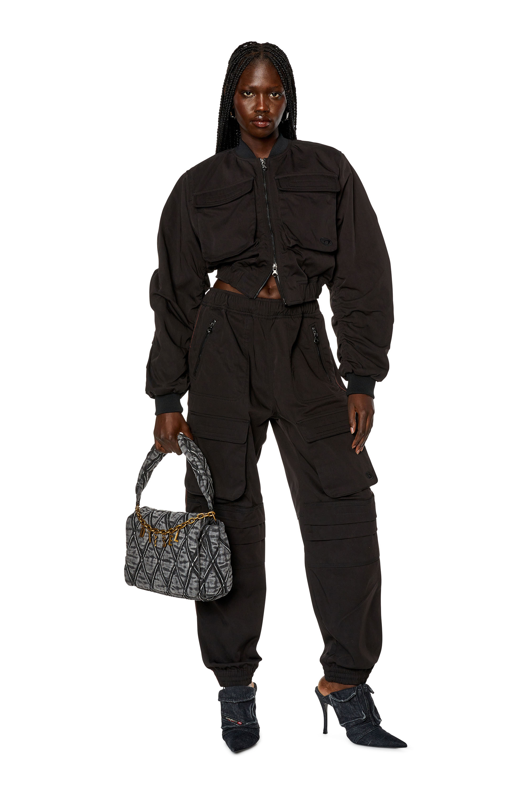 Diesel - P-MIRT, Woman Cargo pants in nylon twill in Black - Image 2