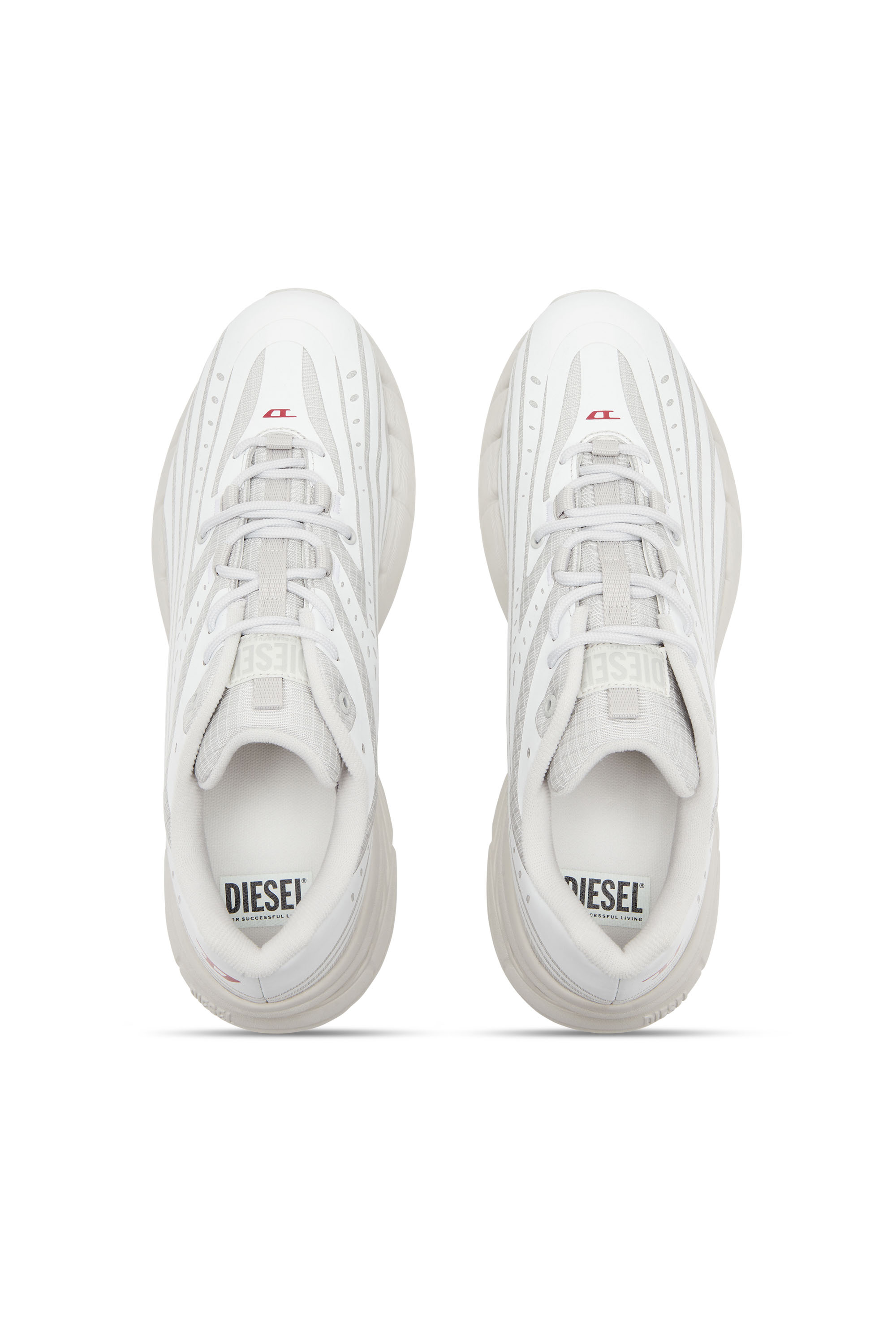 Diesel - D-AIRSPEED LOW, Man's D-Airspeed Low-Striped sneakers in coated ripstop in White/Grey - 5