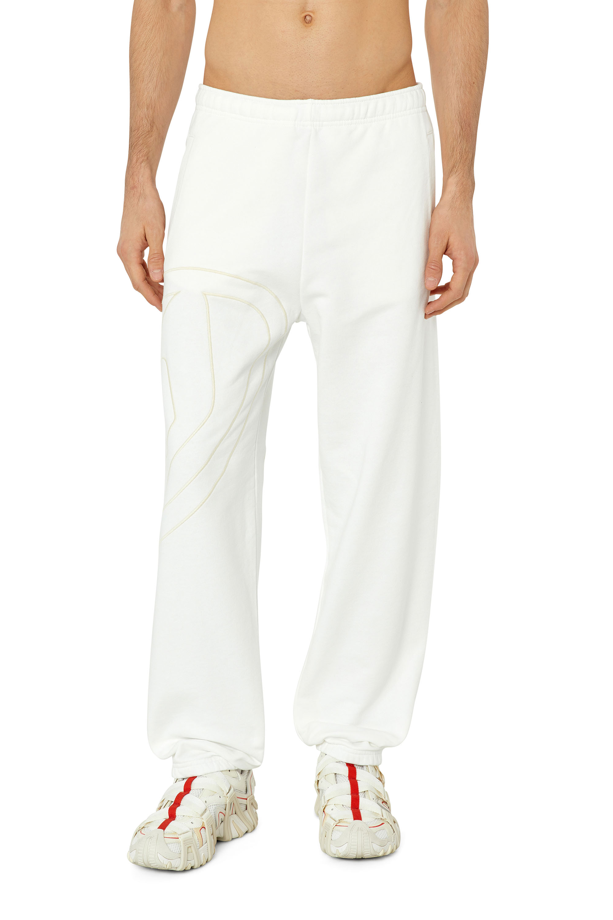 Diesel - P-MARKY-MEGOVAL, Man Sweatpants with maxi D logo in White - Image 1