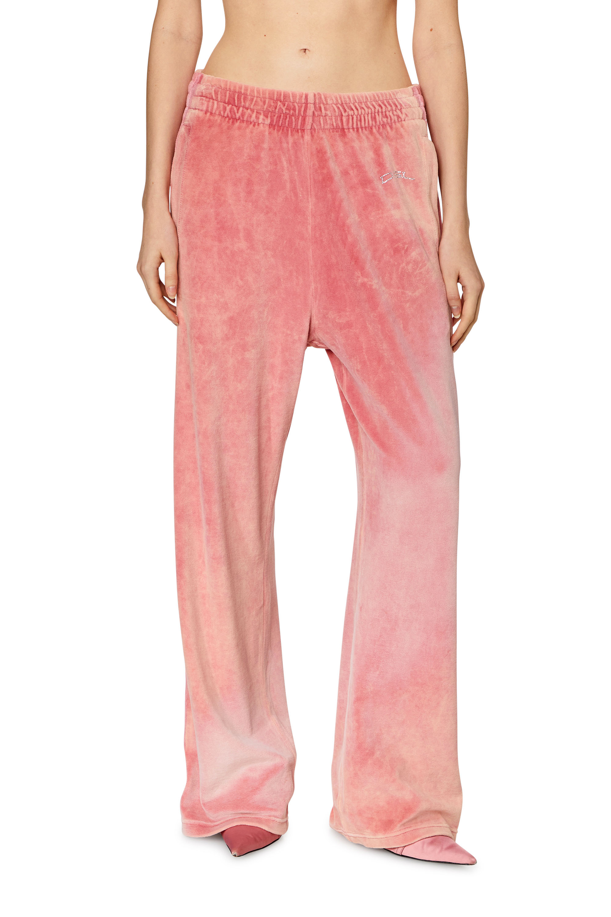 Diesel - P-MARTYN, Woman Acid-wash chenille wide-leg sweatpants in Pink - Image 1