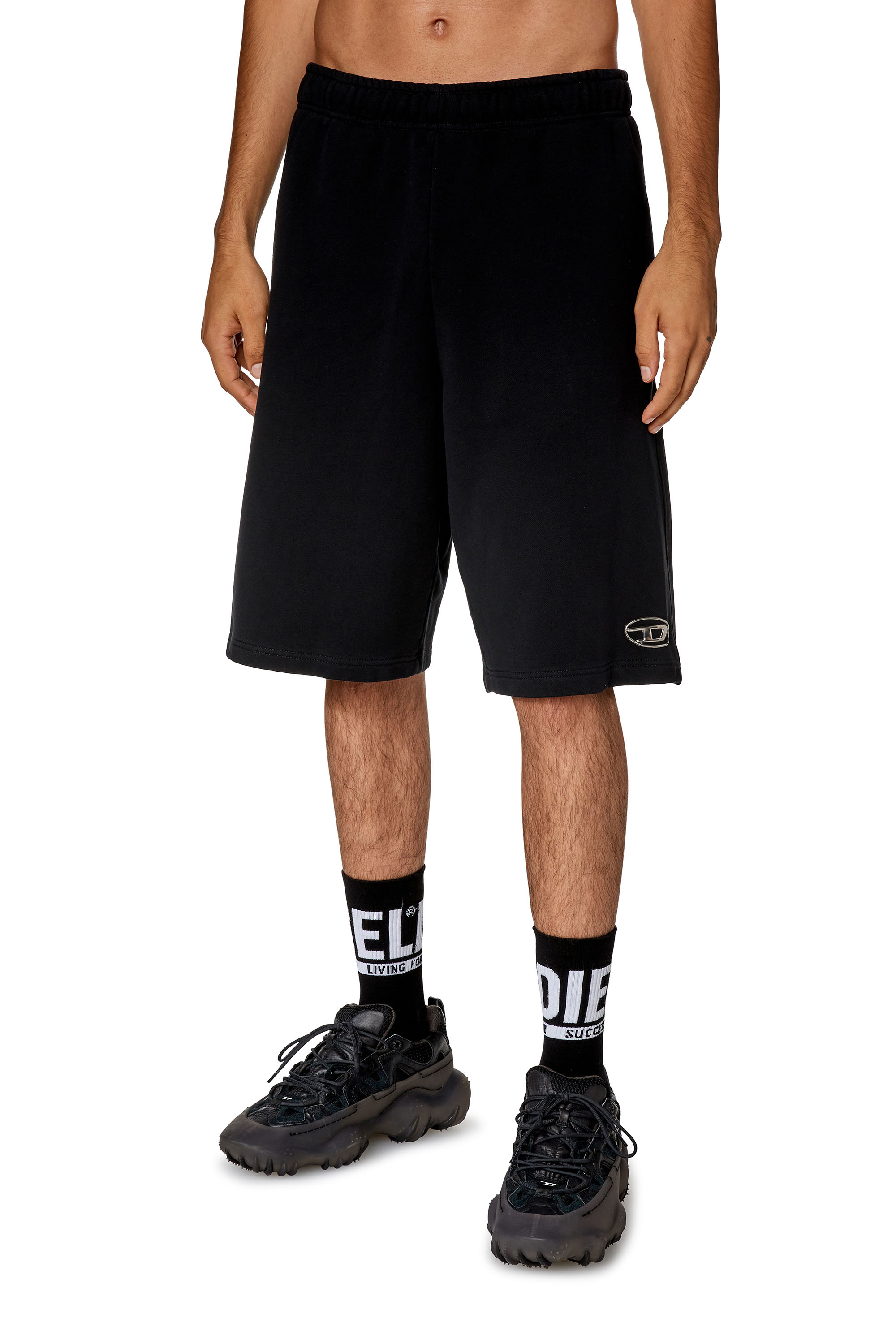 Diesel - P-MARSHY-OD, Man Sweat shorts with injection molded logo in Black - Image 1