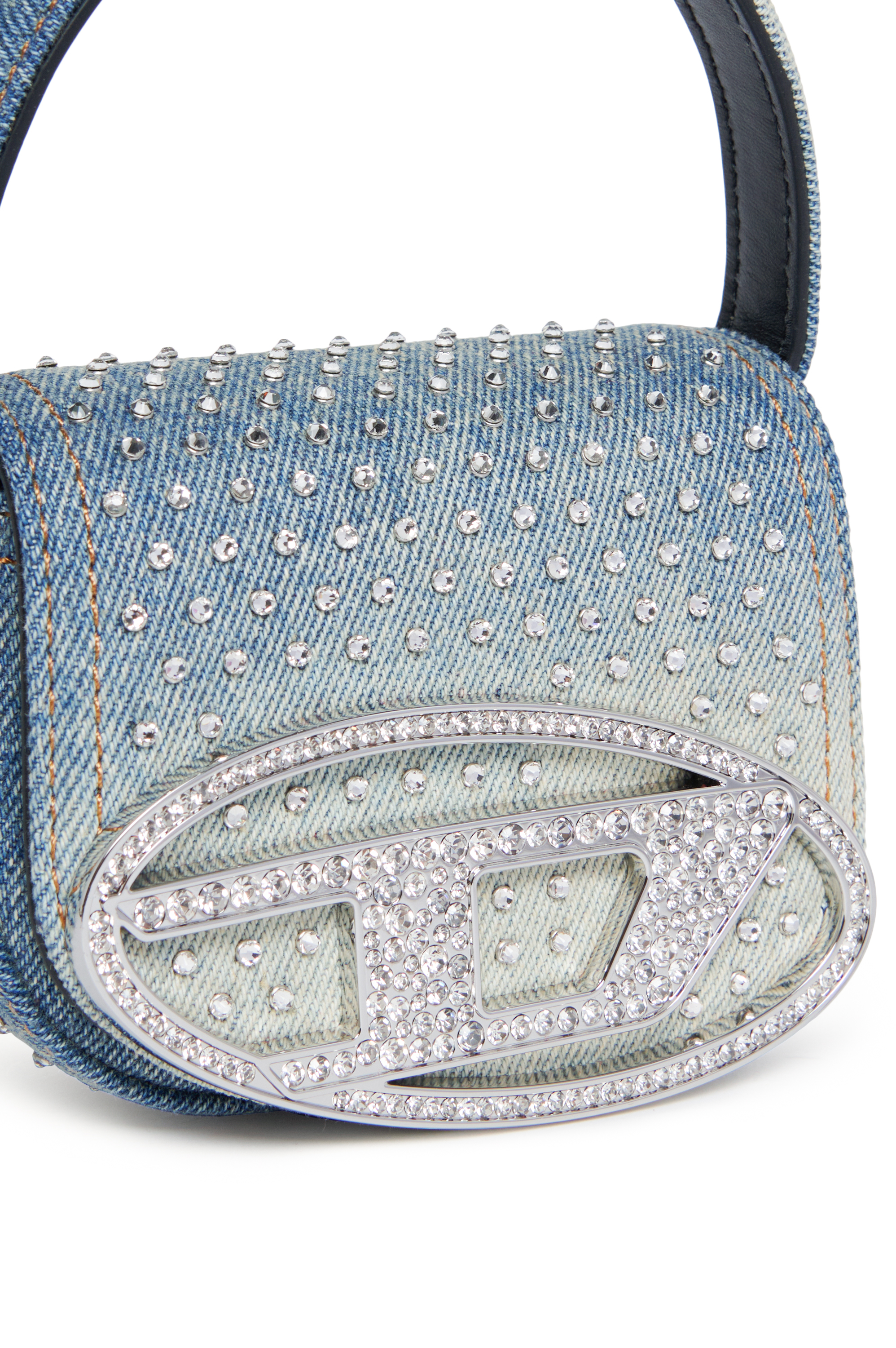 Diesel - 1DR XS, Woman Iconic mini bag in denim and crystals in Blue - Image 4