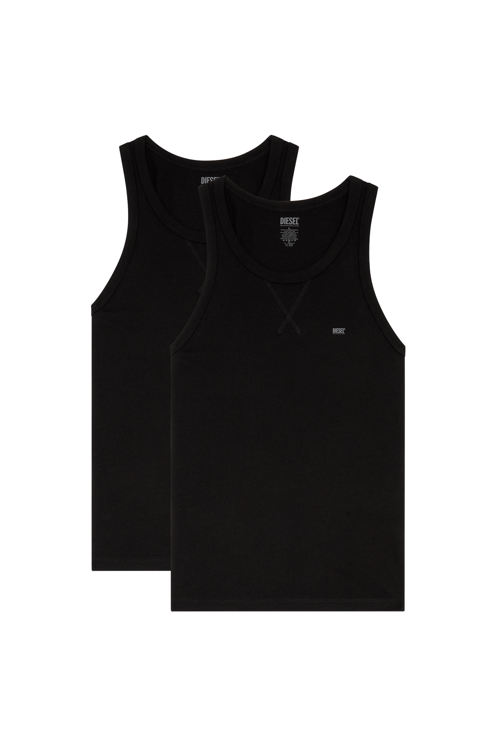 Diesel - UMTK-WALTYTWOPACK, Man Two-pack of cotton tank tops in Black - Image 1