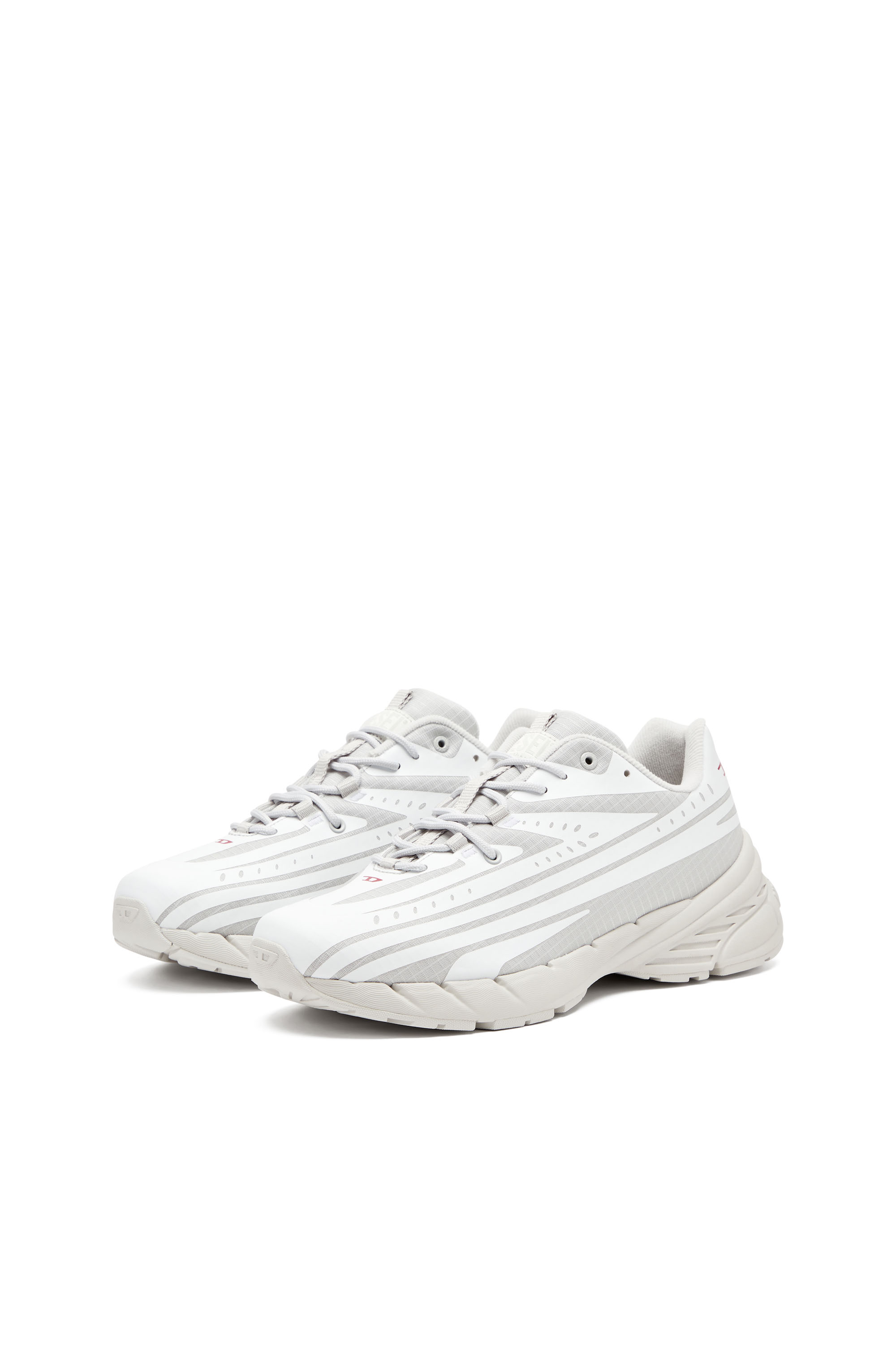 Diesel - D-AIRSPEED LOW, Man's D-Airspeed Low-Striped sneakers in coated ripstop in White/Grey - 9