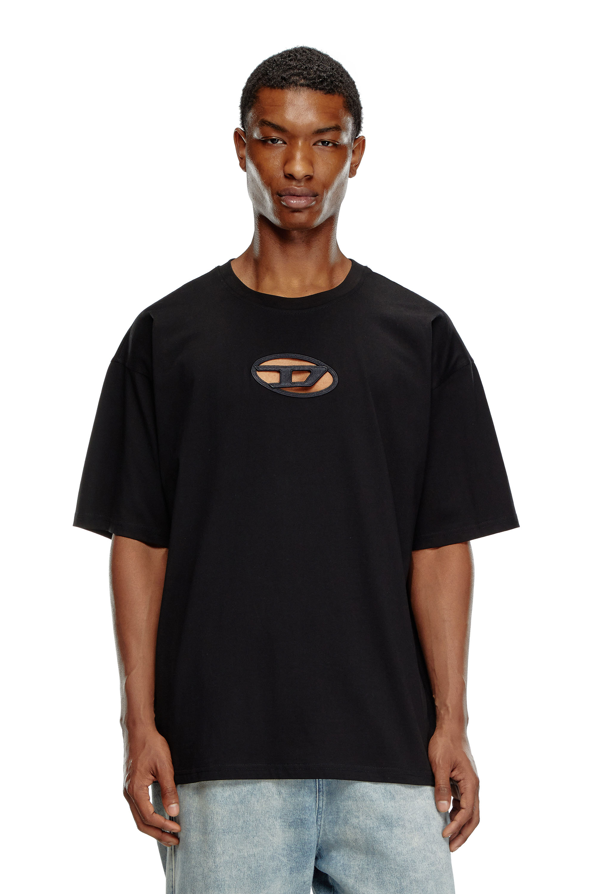 Diesel - T-BOXT-OD, Unisex T-shirt with embroidered Oval D in Black - Image 1