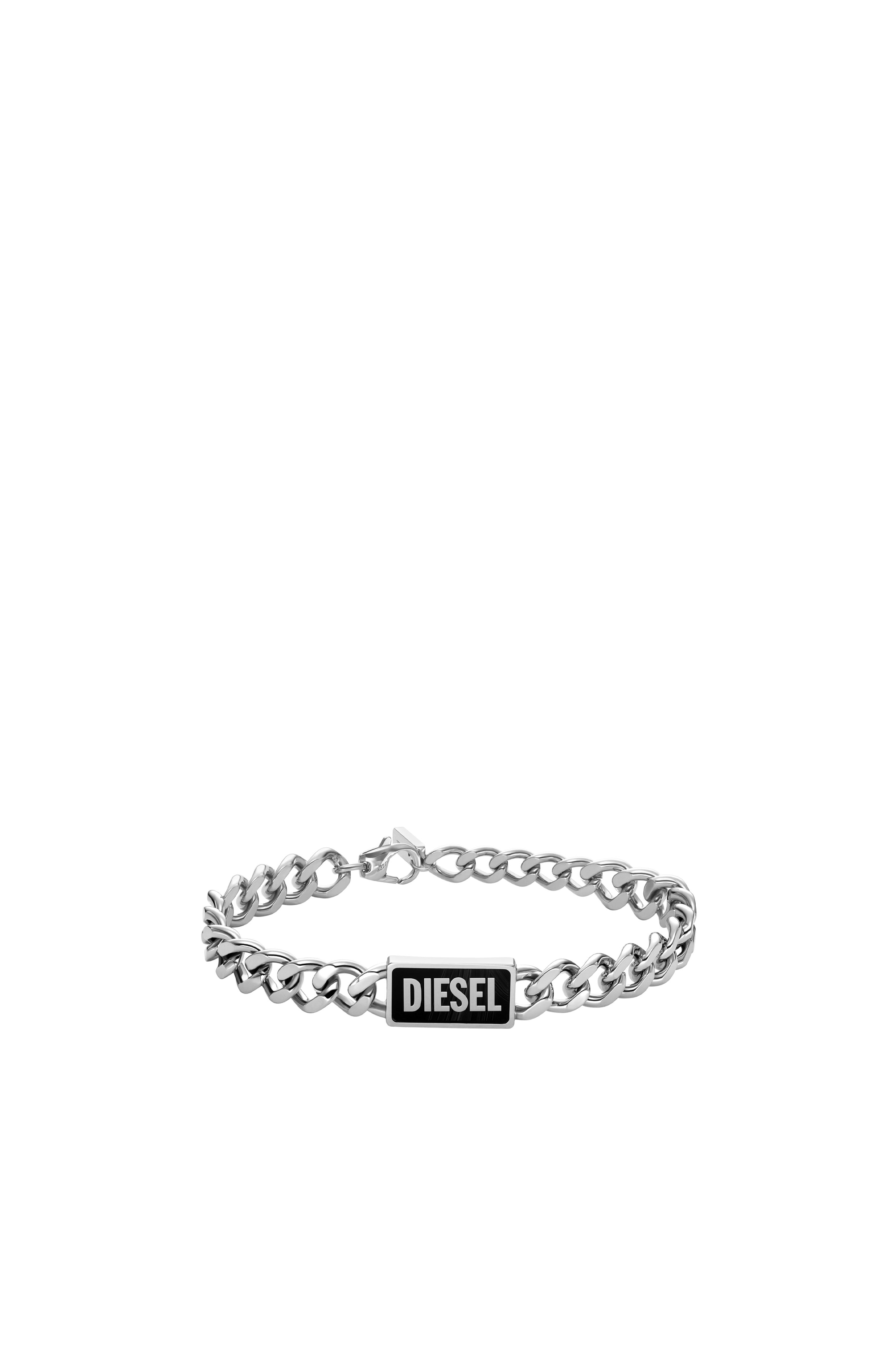 Diesel - DX1513, Unisex Black agate id bracelet in Silver - Image 1