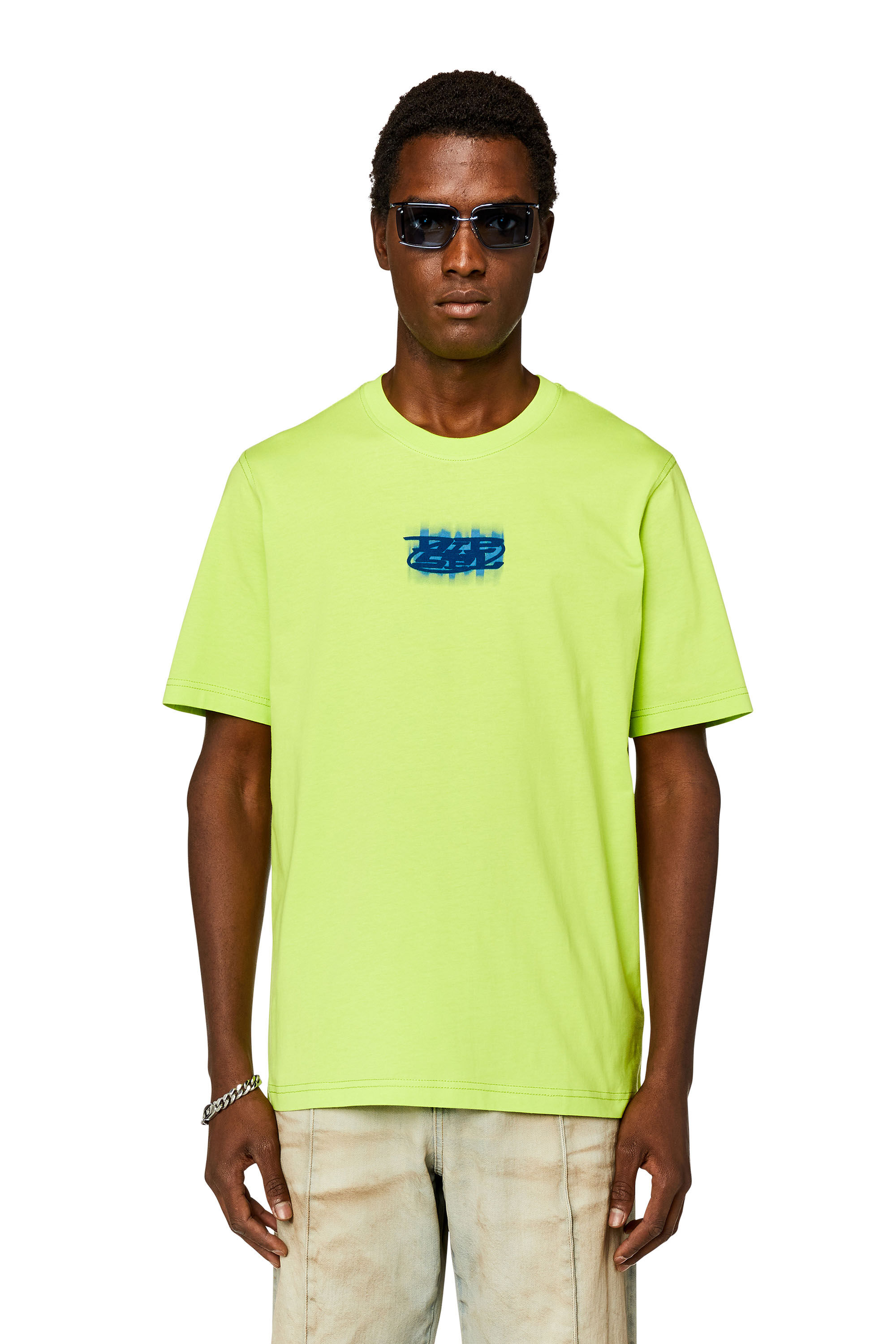 Diesel - T-JUST-N4, Man Logo-flocked T-shirt in organic cotton in Green - Image 3