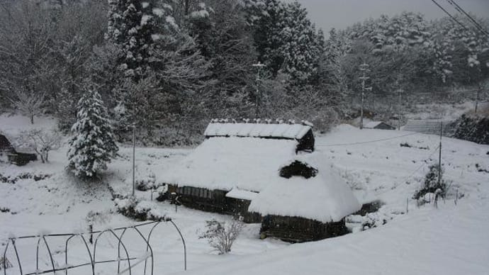 307/雪に埋れた茅葺家屋～