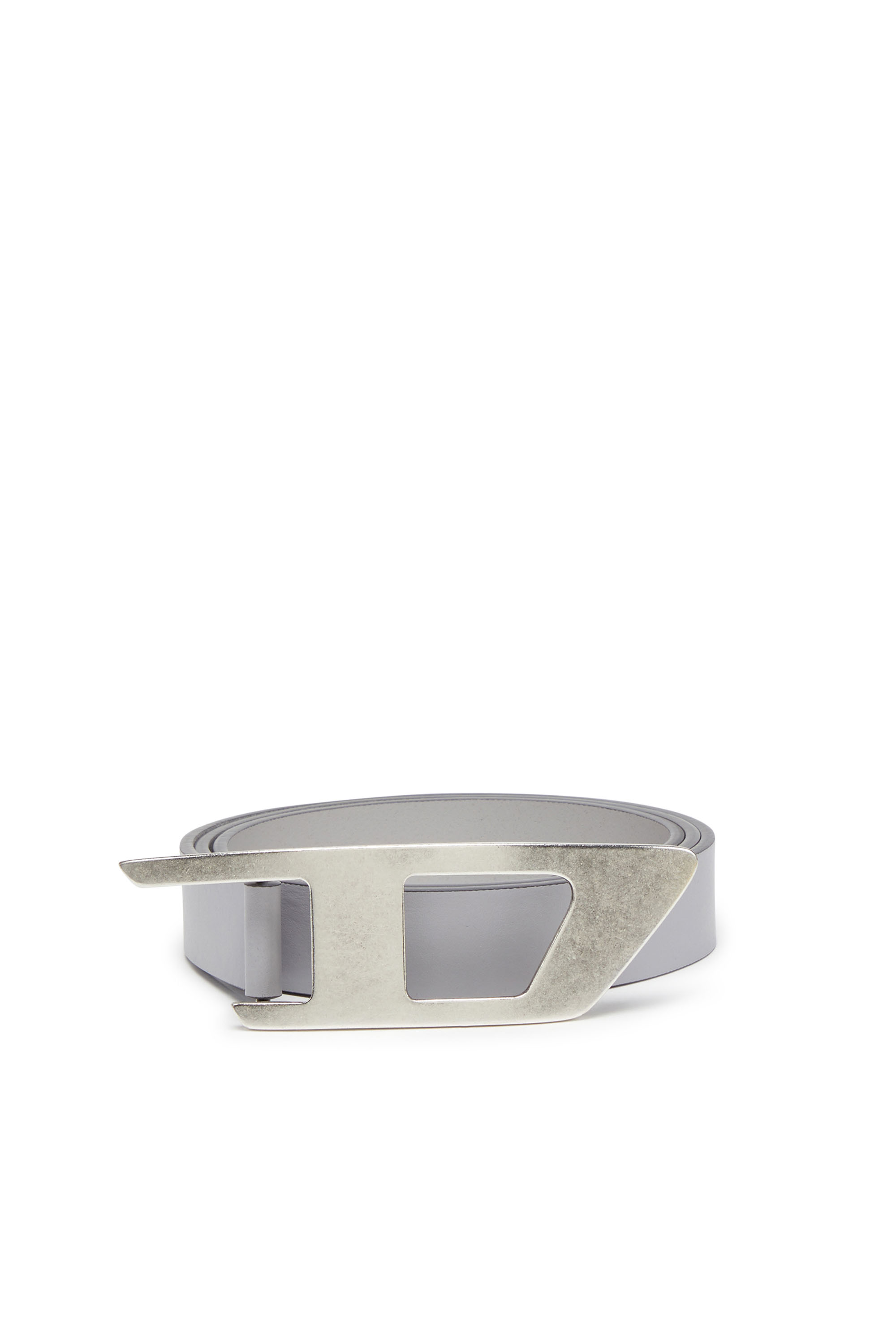 Diesel - B-DLOGO II, Man Slim leather belt with D buckle in Grey - Image 2