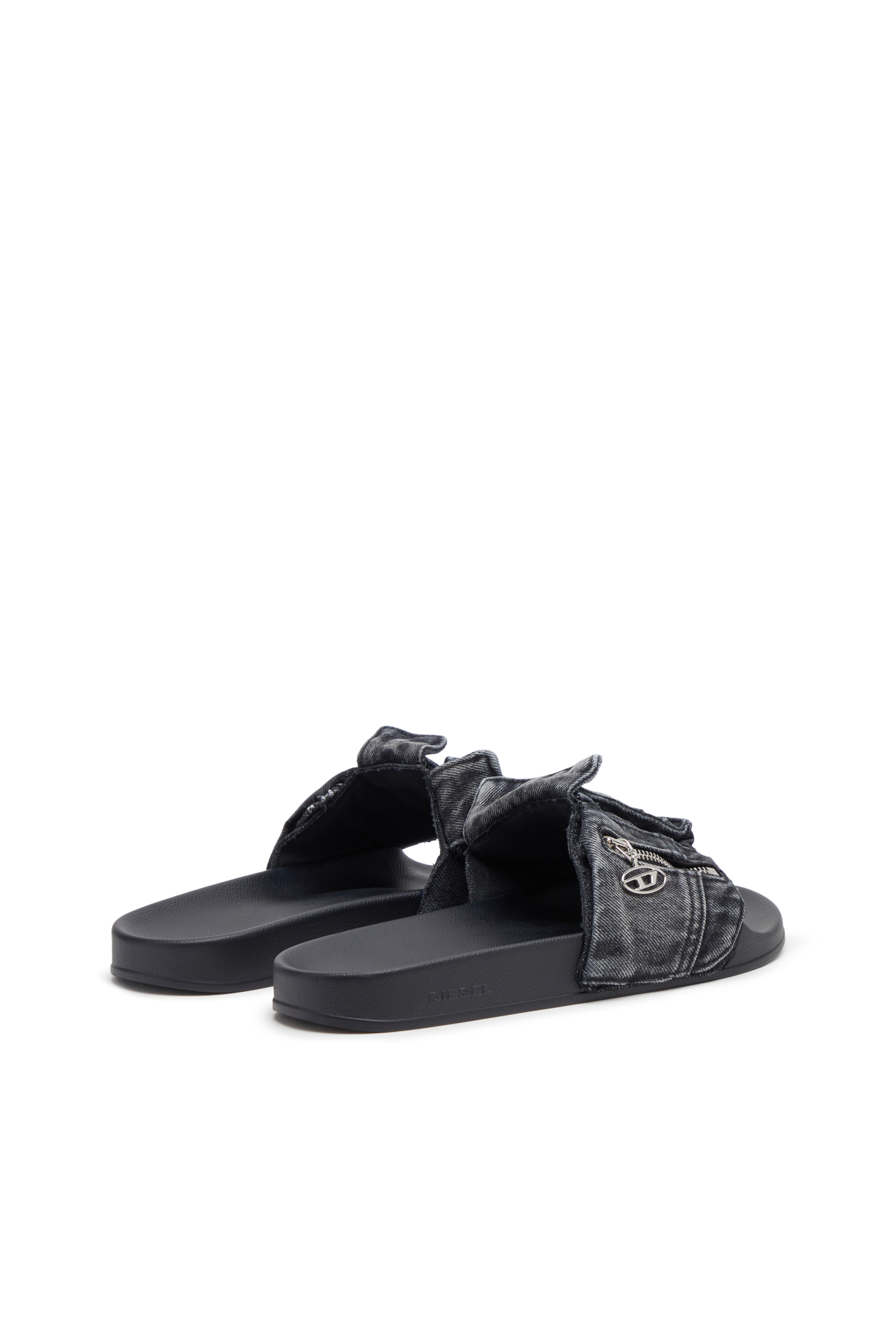 Diesel - SA-MAYEMI PK, Man Sa-Mayemi PK - Denim pool slides with utility pockets in Black - Image 3