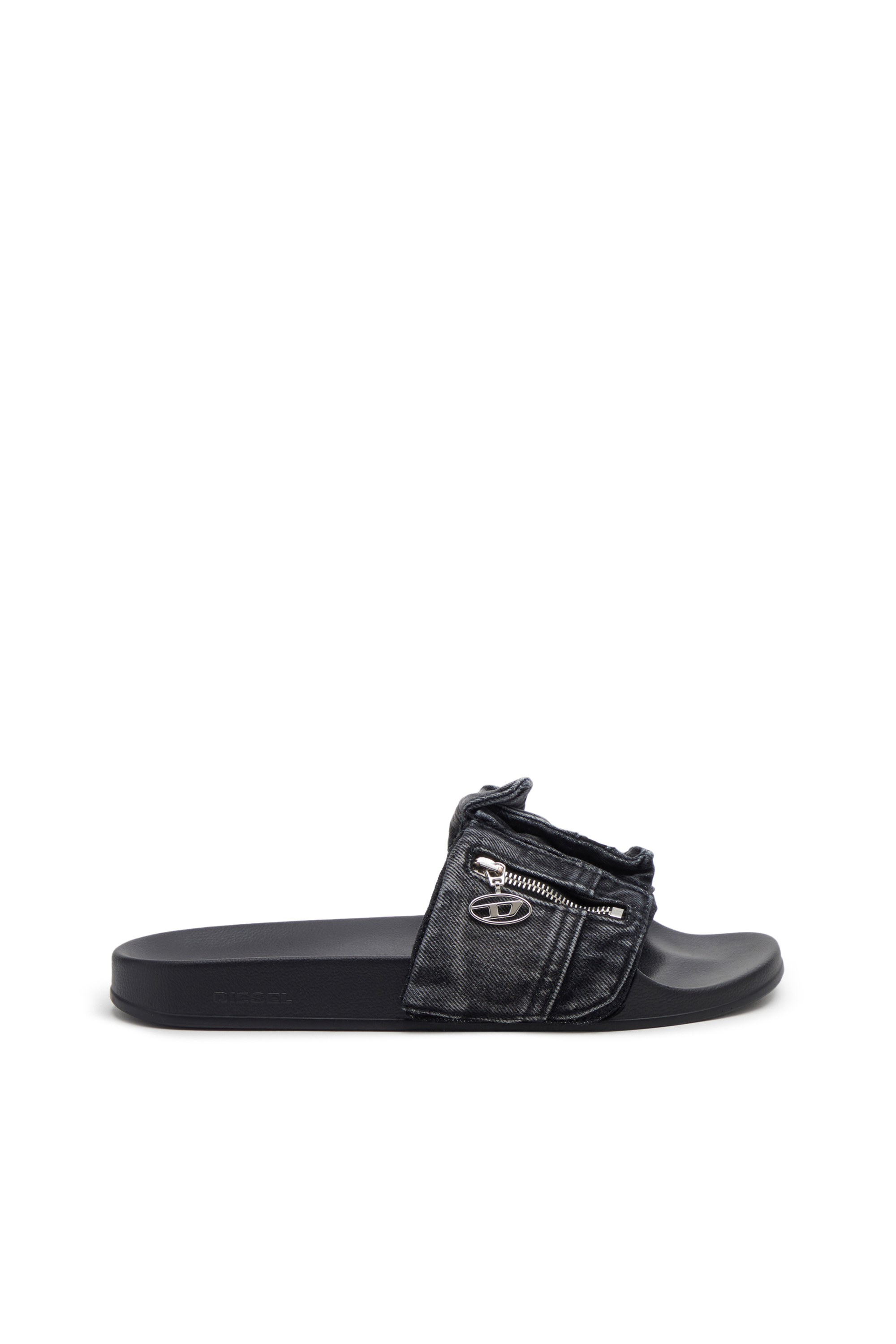 Diesel - SA-MAYEMI PK, Man Sa-Mayemi PK - Denim pool slides with utility pockets in Black - Image 1