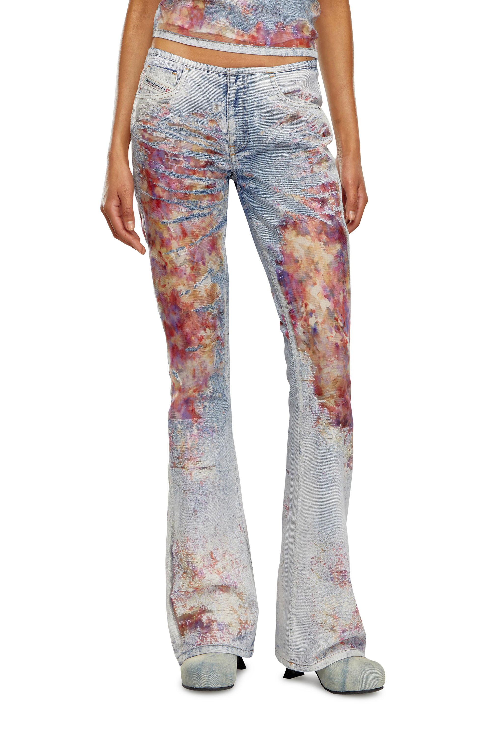 Diesel - Woman Bootcut Jeans D-Shark 068MY, Blue/Pink - Image 3