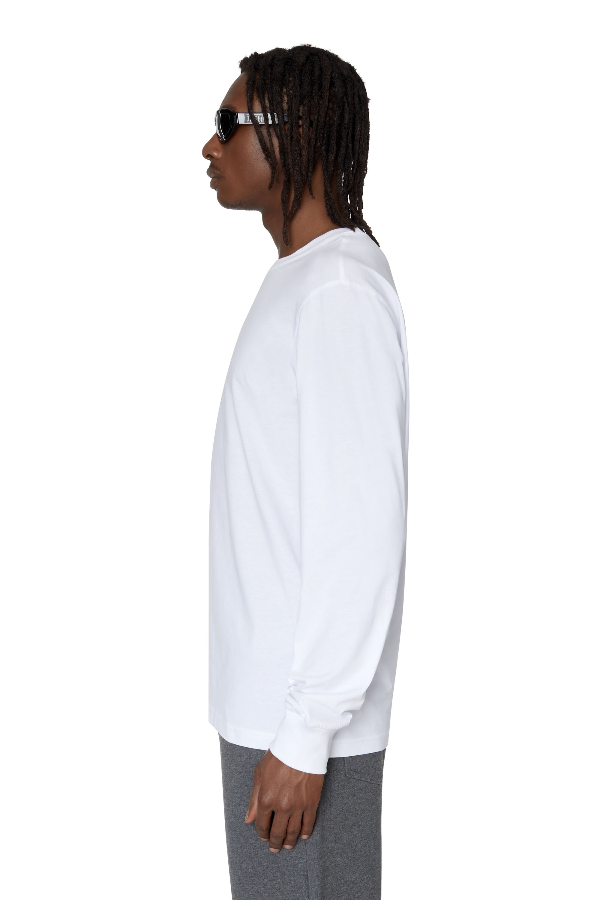 Diesel - T-JUST-LS-D, Male Long-sleeve T-shirt with logo patch in White - Image 4