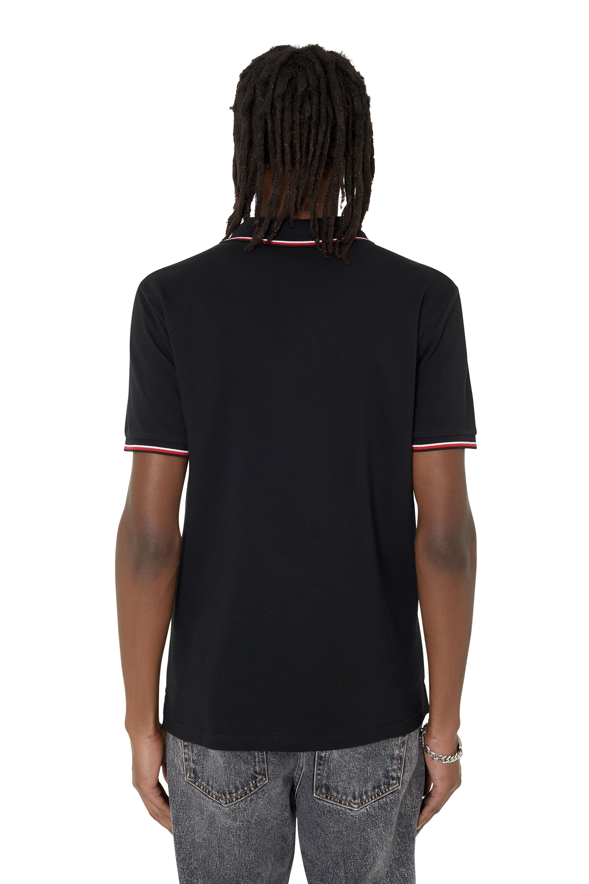 Diesel - T-SMITH-D, Male Polo shirt with striped trims in Black - Image 2
