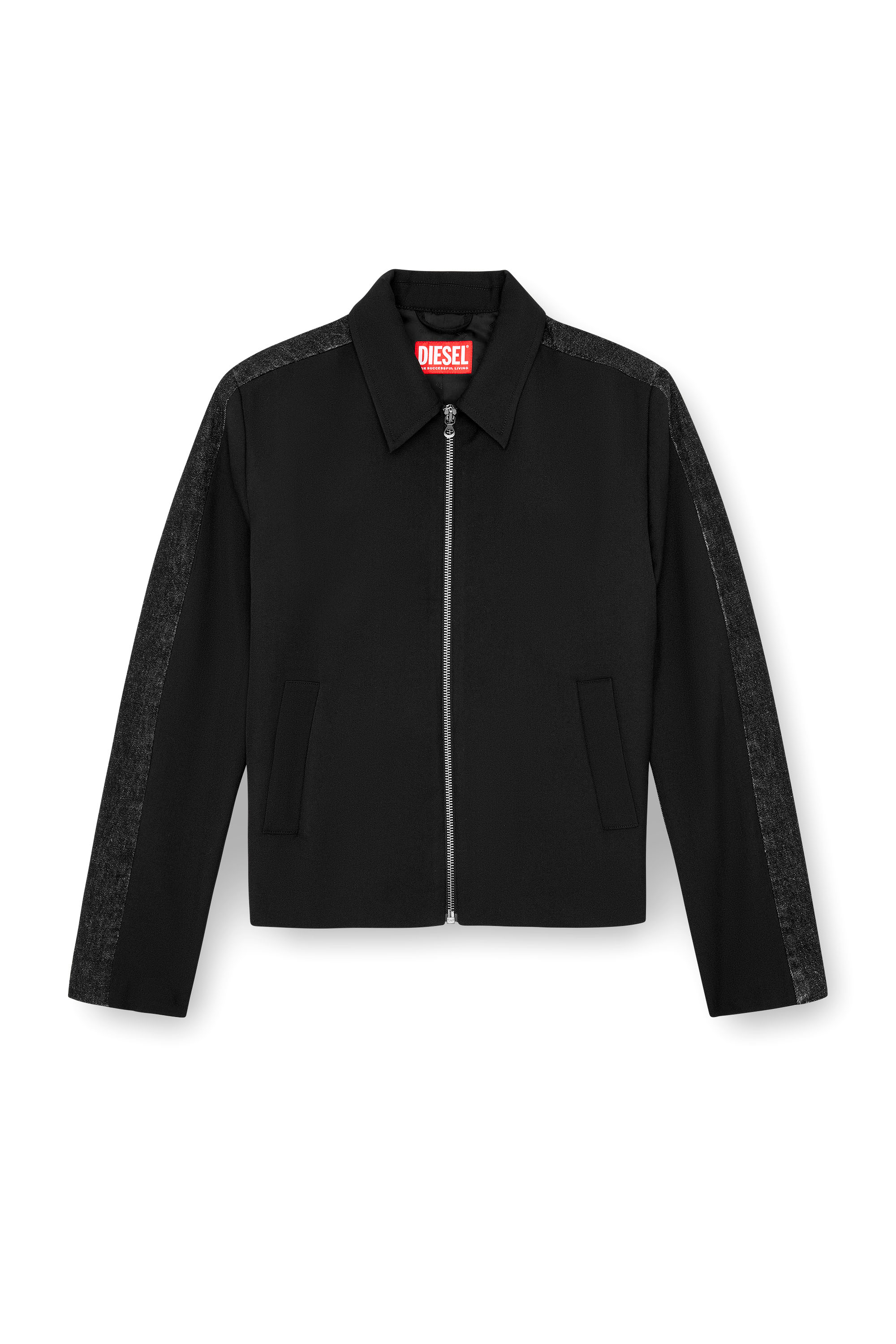 Diesel - J-RHEIN, Male's Blouson jacket in wool blend and denim in Black - 6