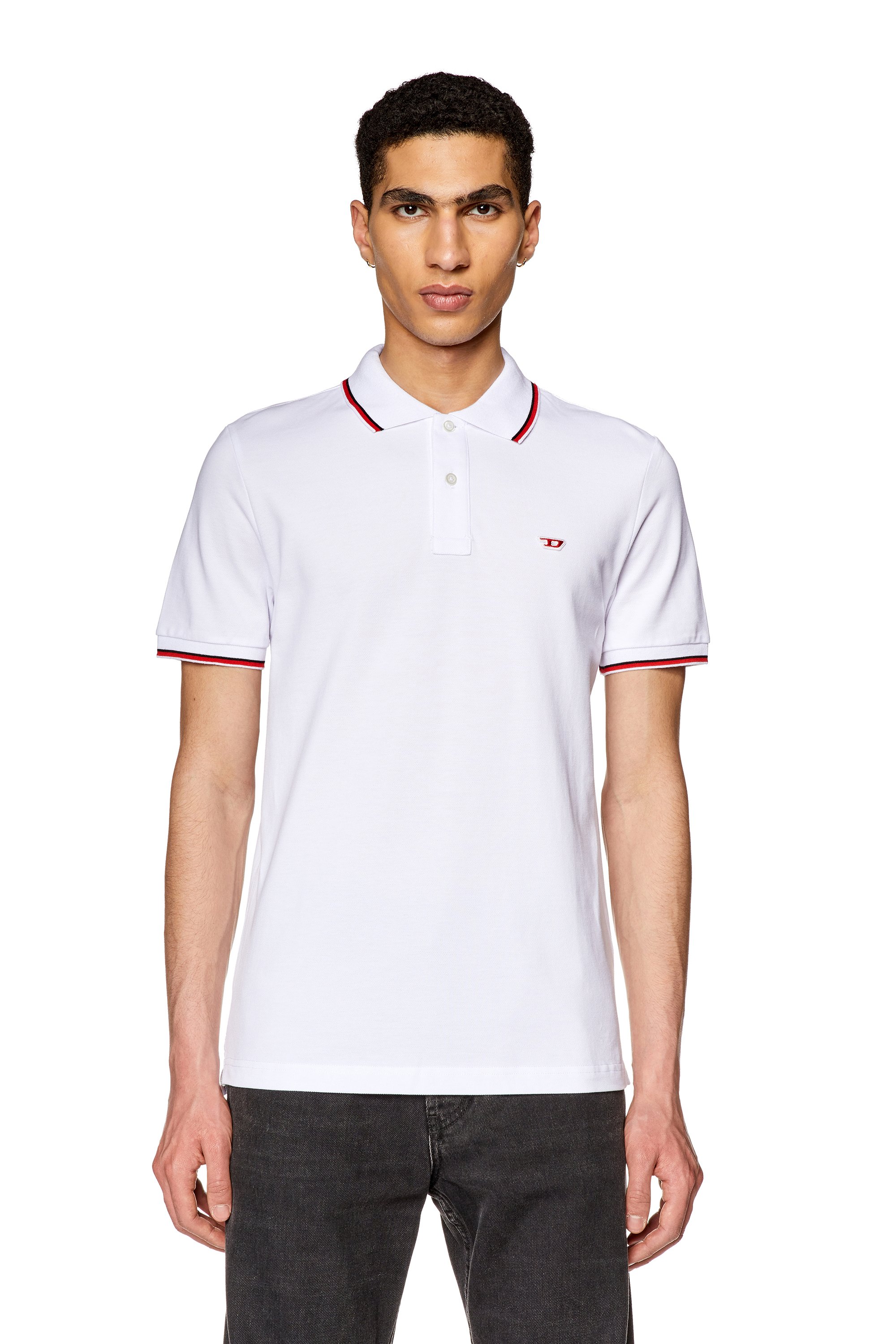 Diesel - T-SMITH-D, Male Polo shirt with striped trims in White - Image 3