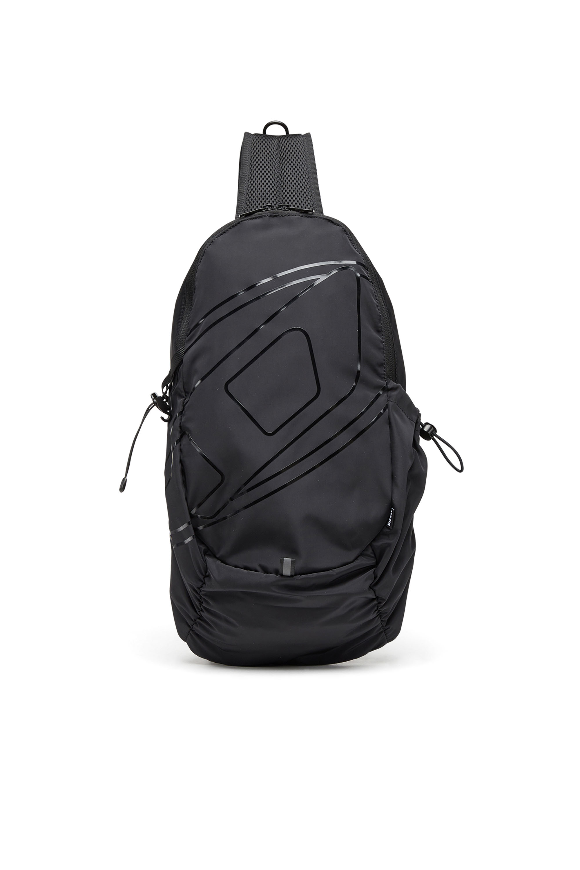 Diesel - DRAPE SLING BAG, Male Drape-Nylon sling backpack with tonal logo in Black - Image 1