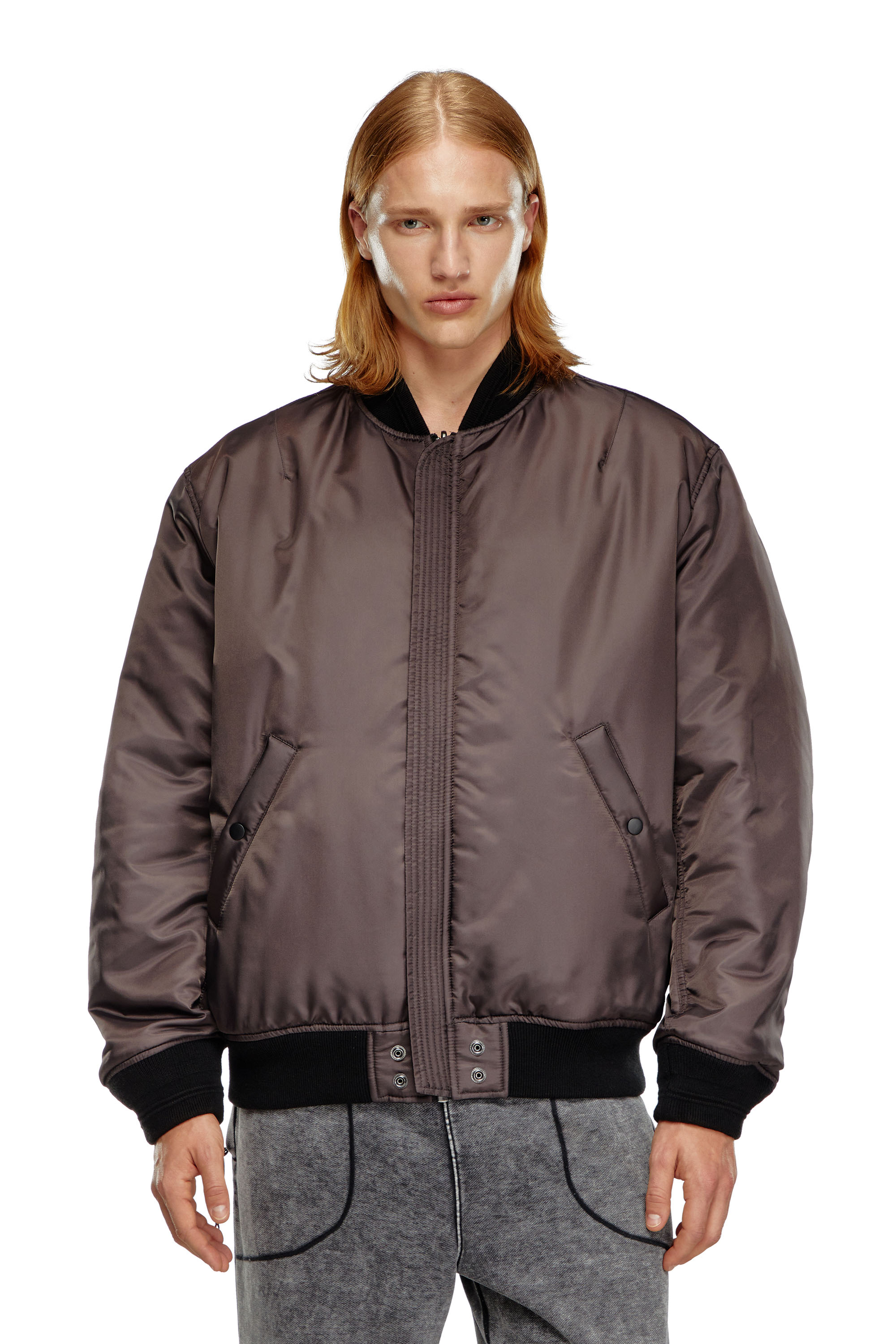 Diesel - J-HELD, Male's Bomber in padded nylon with Oval D in Black - 6