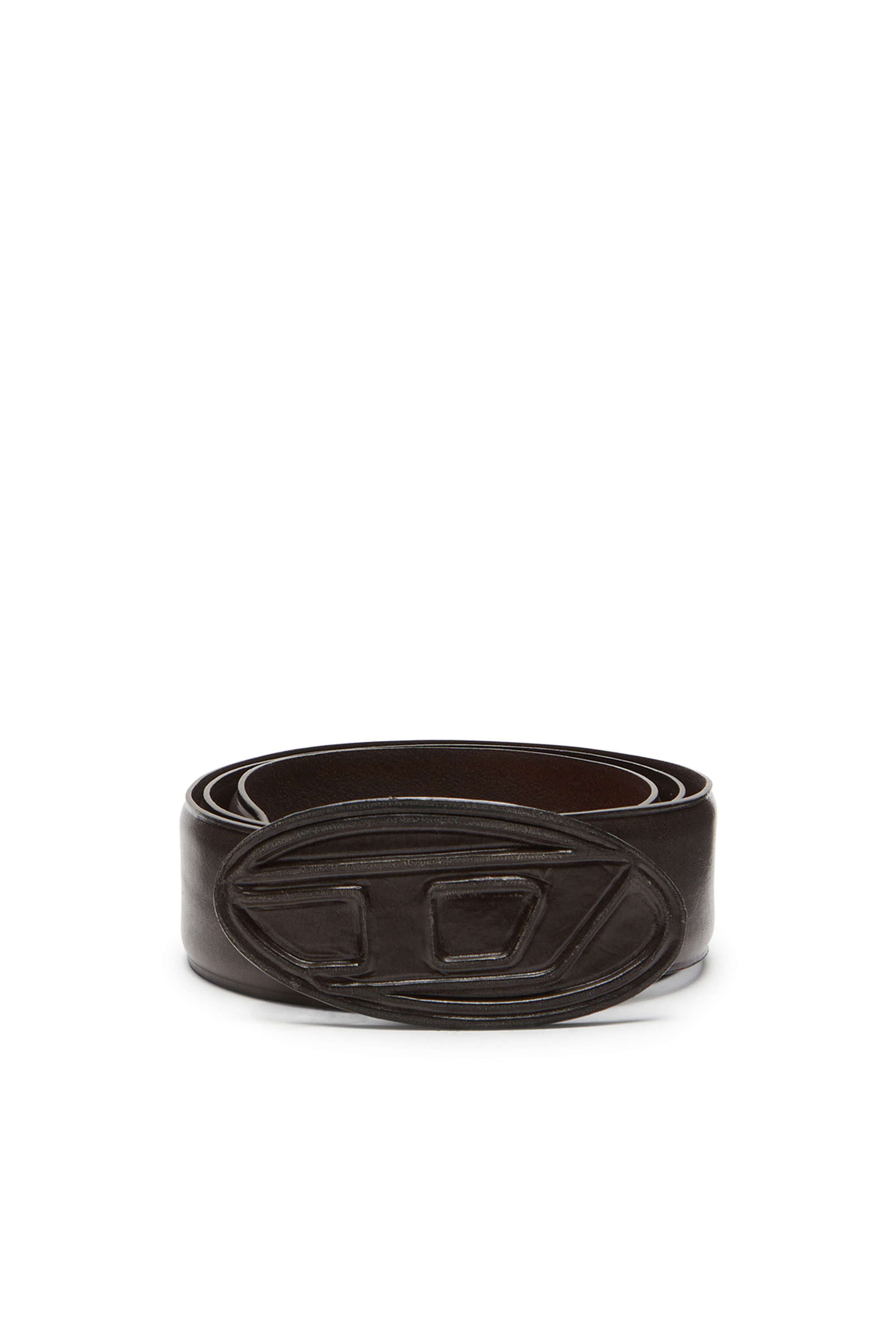 Diesel - B-1DR SCRATCH, Male's Leather belt with leather-covered buckle in Dark Brown - 1