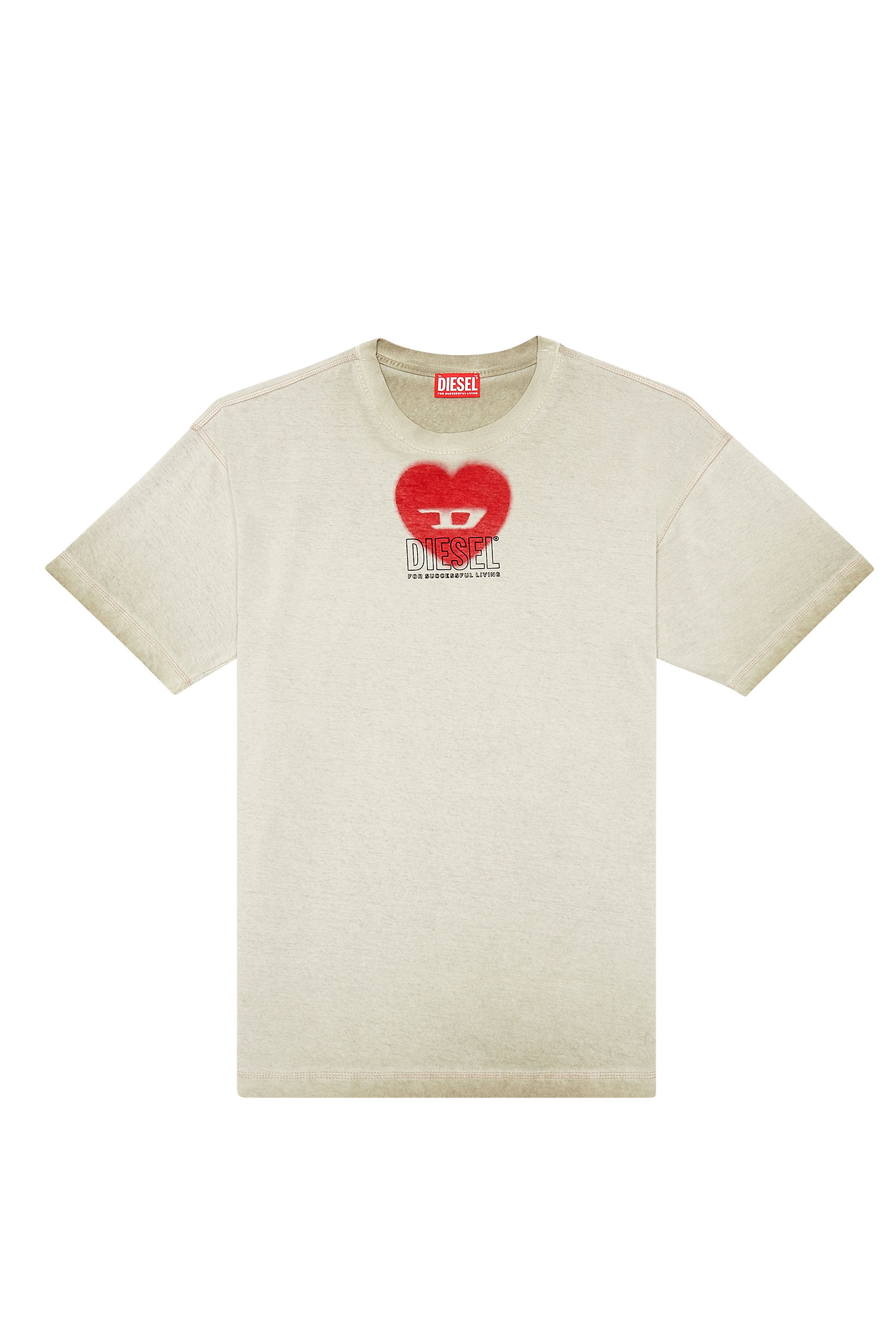 Diesel - T-BUXT-N4, Male T-shirt with heart print in Beige - Image 4