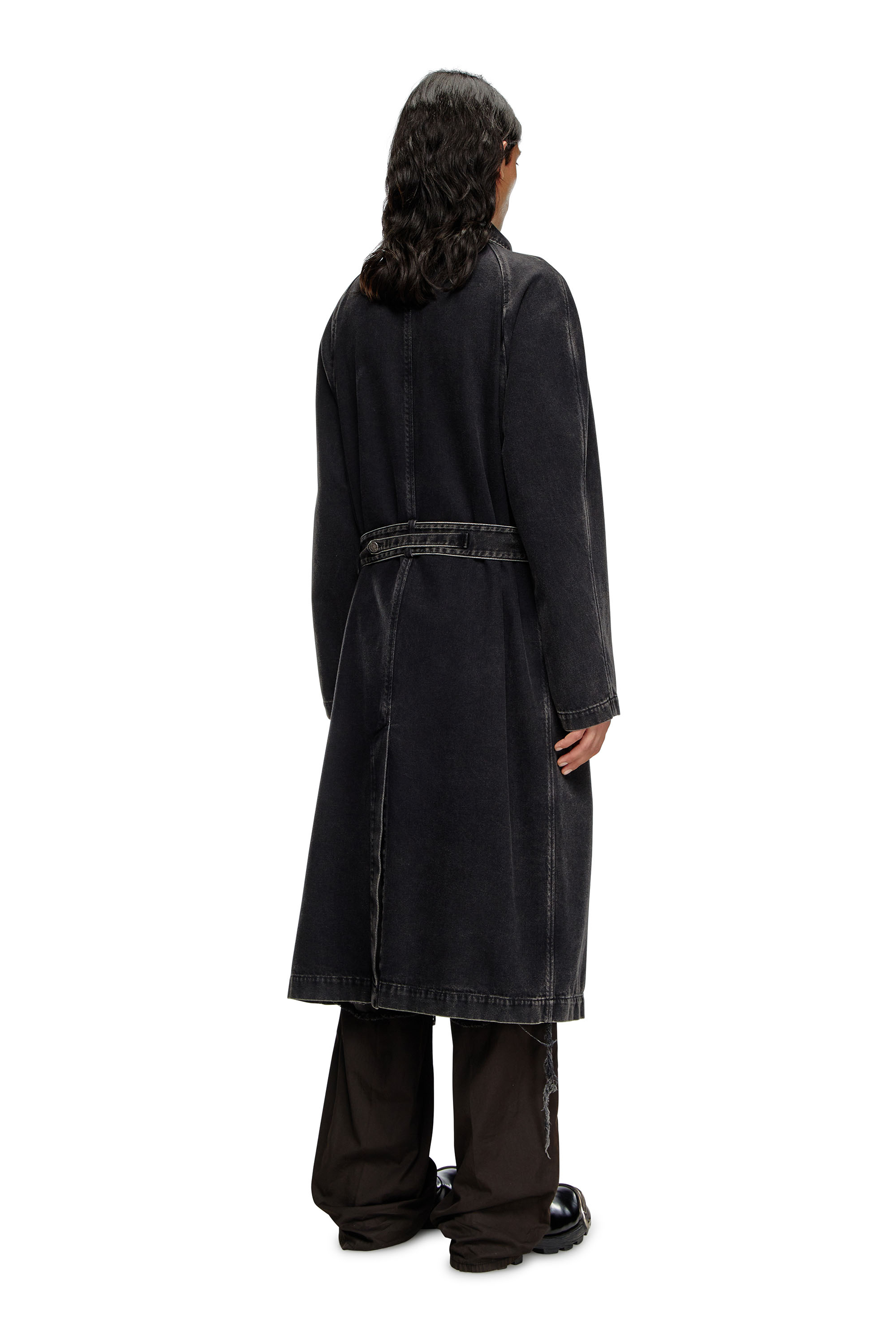 Diesel - D-DELIRIOUS-D, Male's Trench coat in clean-wash denim in Black - 3