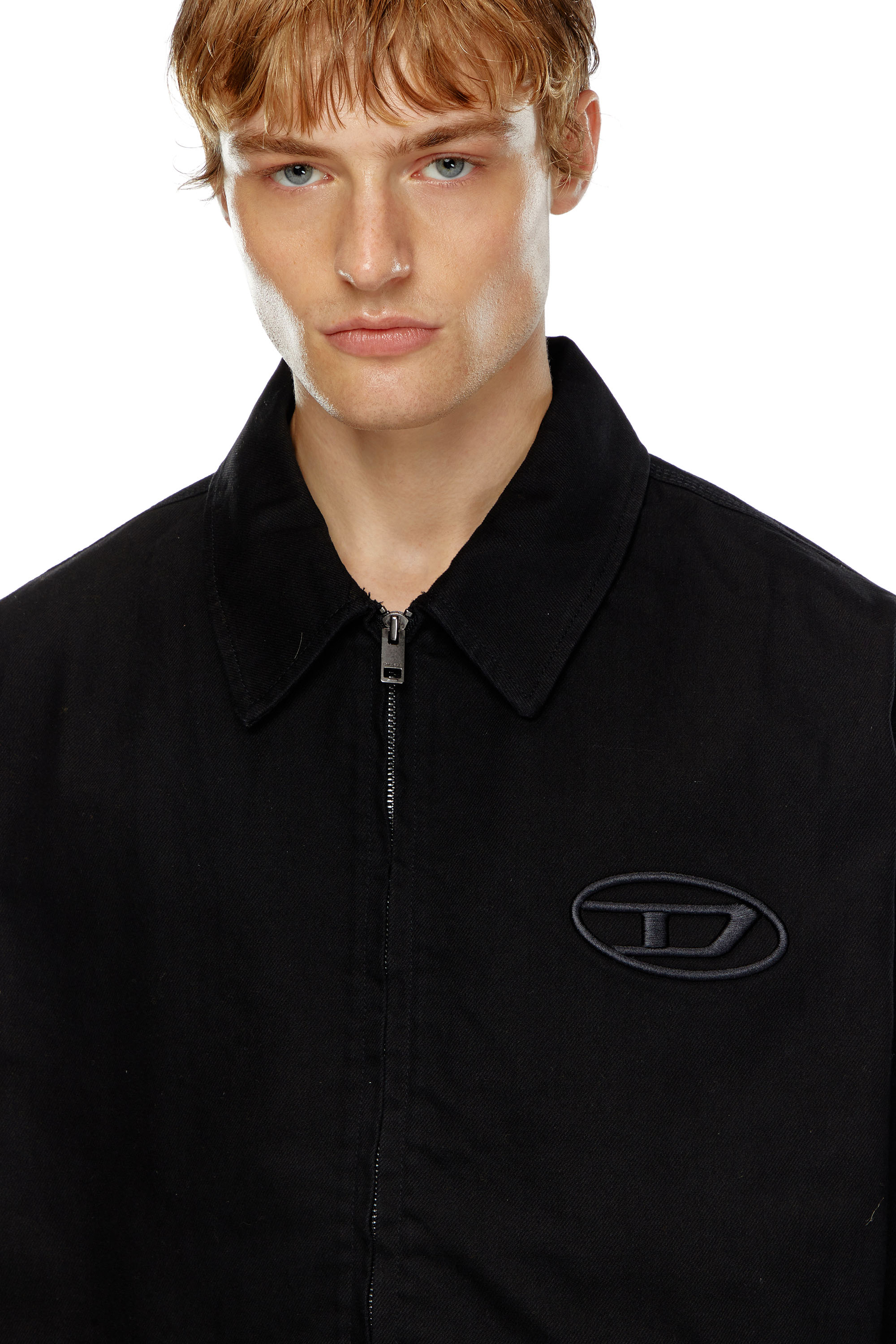 Diesel - J-TAYLOR-BLEACH, Male's Denim blouson jacket with bleached logo in Black - 4