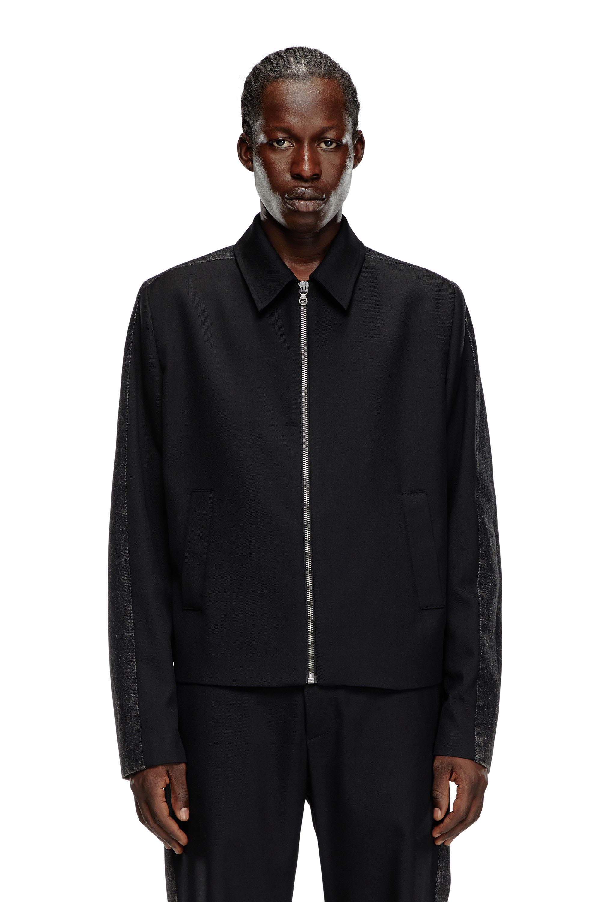 Diesel - J-RHEIN, Male's Blouson jacket in wool blend and denim in Black - 5