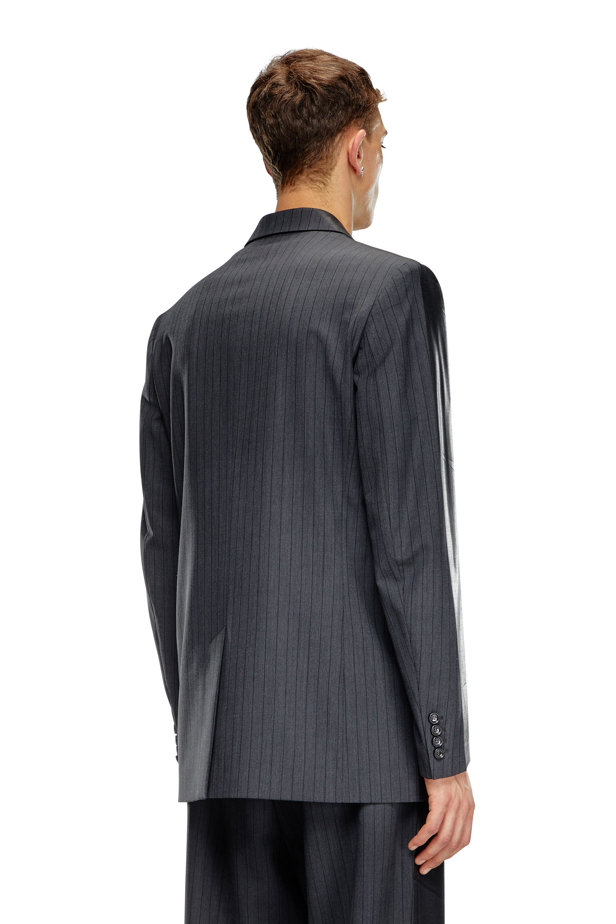 Diesel - J-STANLEY, Male's Pinstripe blazer with coated front in Black - 3