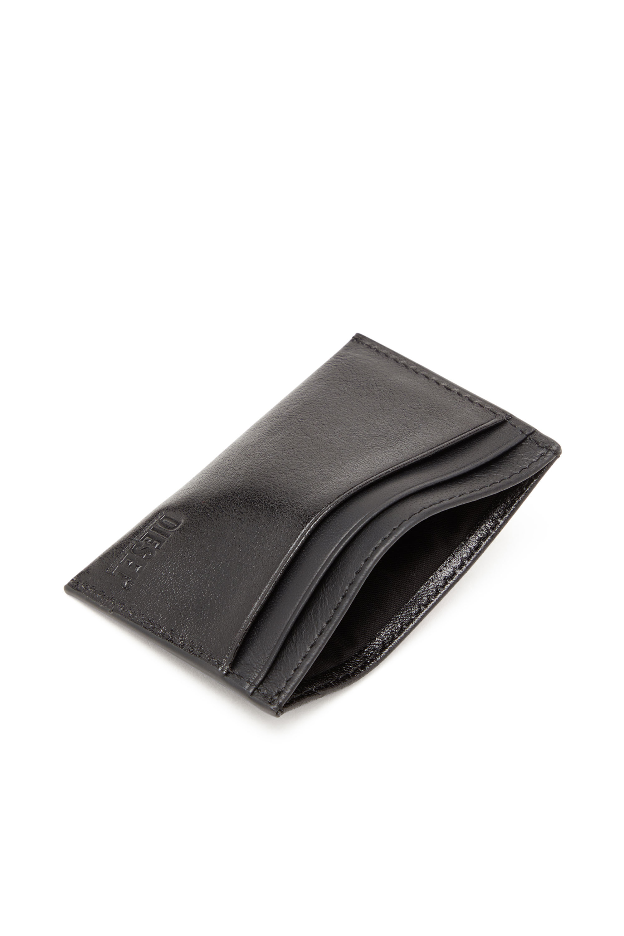 Diesel - RAVE CARD CASE, Homme Porte-cartes en cuir avec plaque D rouge in Noir - Image 3