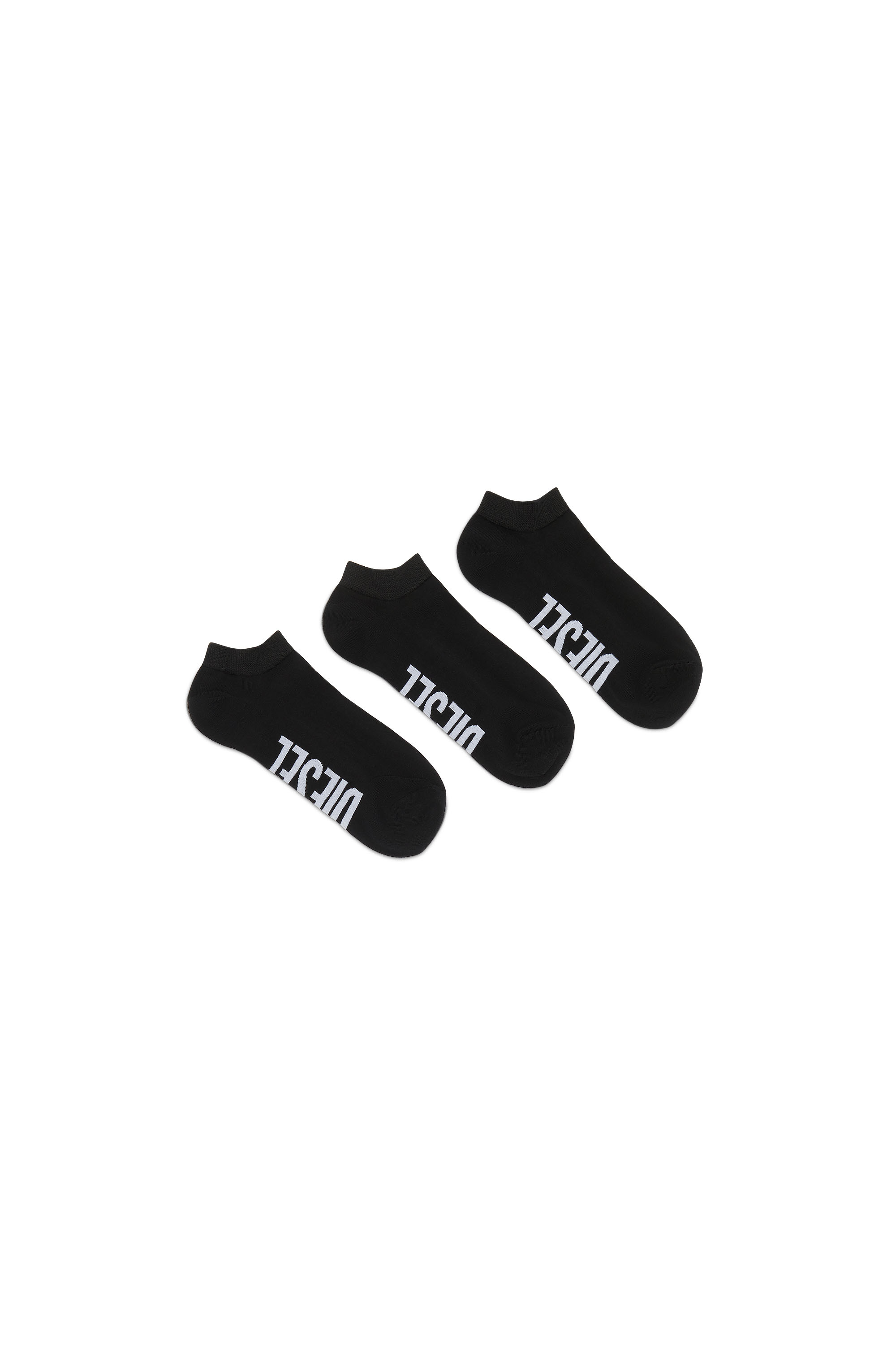 Diesel - SKM-GOST-THREEPACK, Male Three-pack low-cut logo socks in Black - Image 1