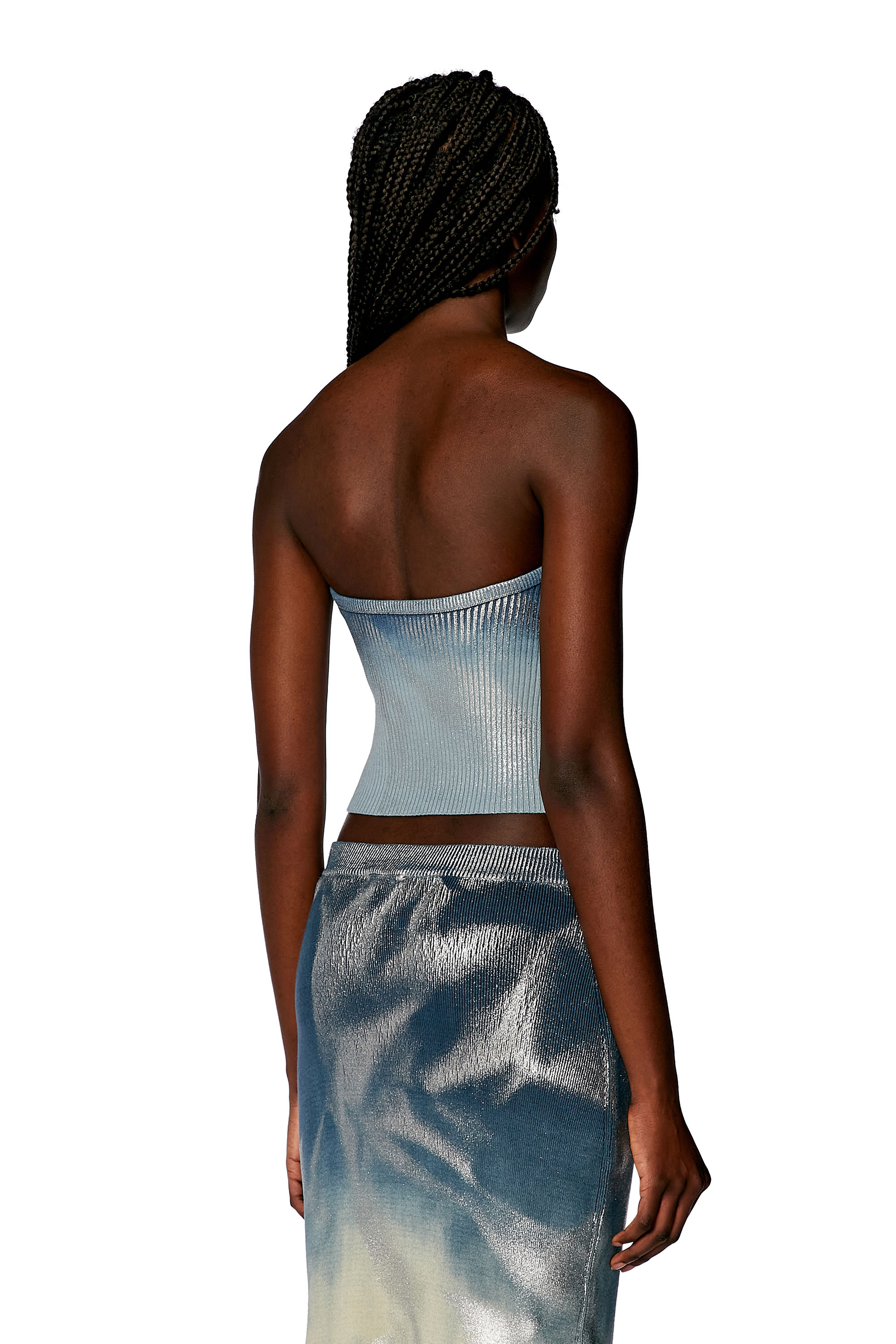 Diesel - M-CLARKSVILLEX-B, Female Knit tube top with metallic effects in Blue - Image 3