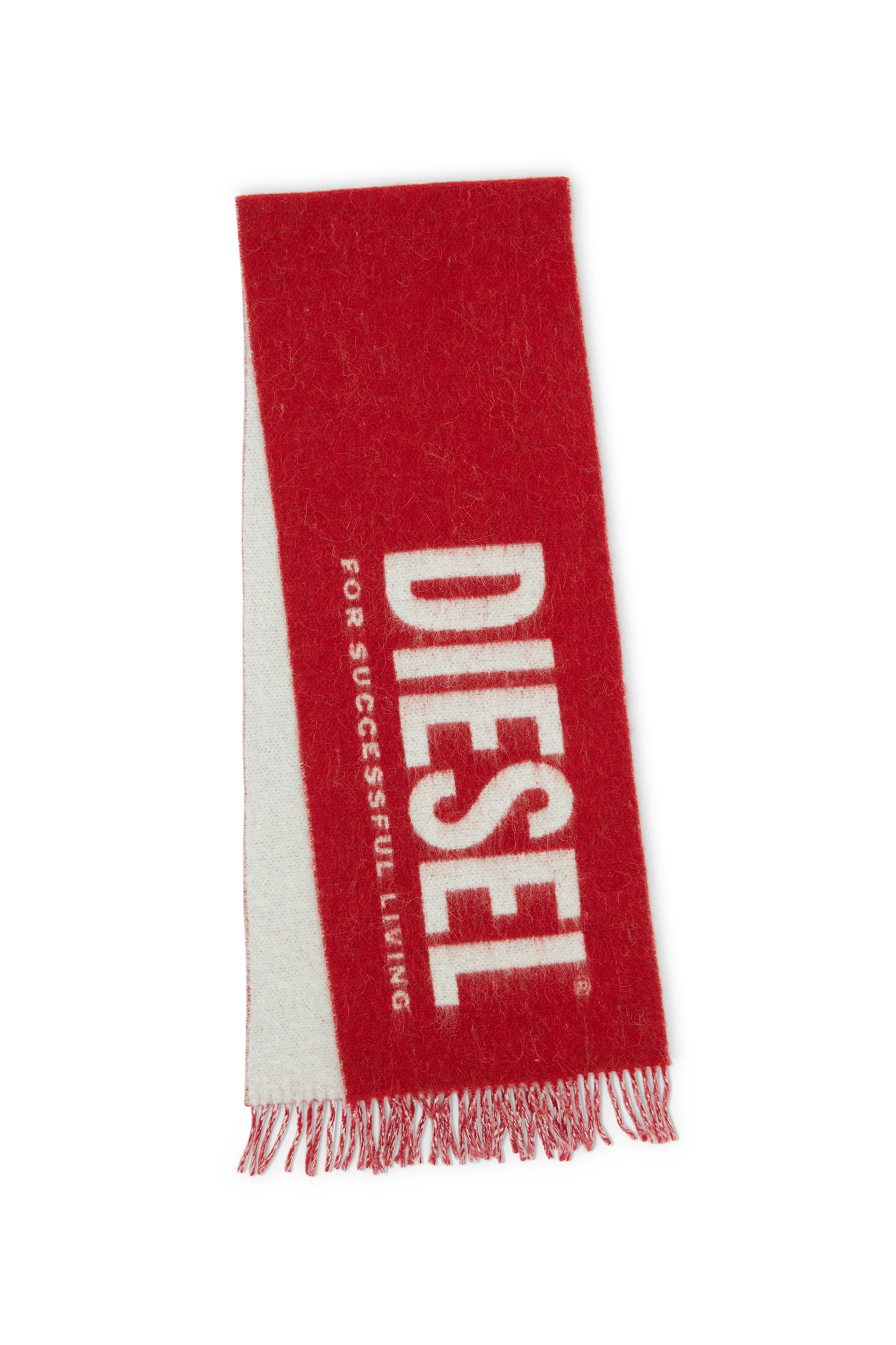 Diesel - S-KOTT, Male's Two-tone scarf with maxi logo in Red - 3