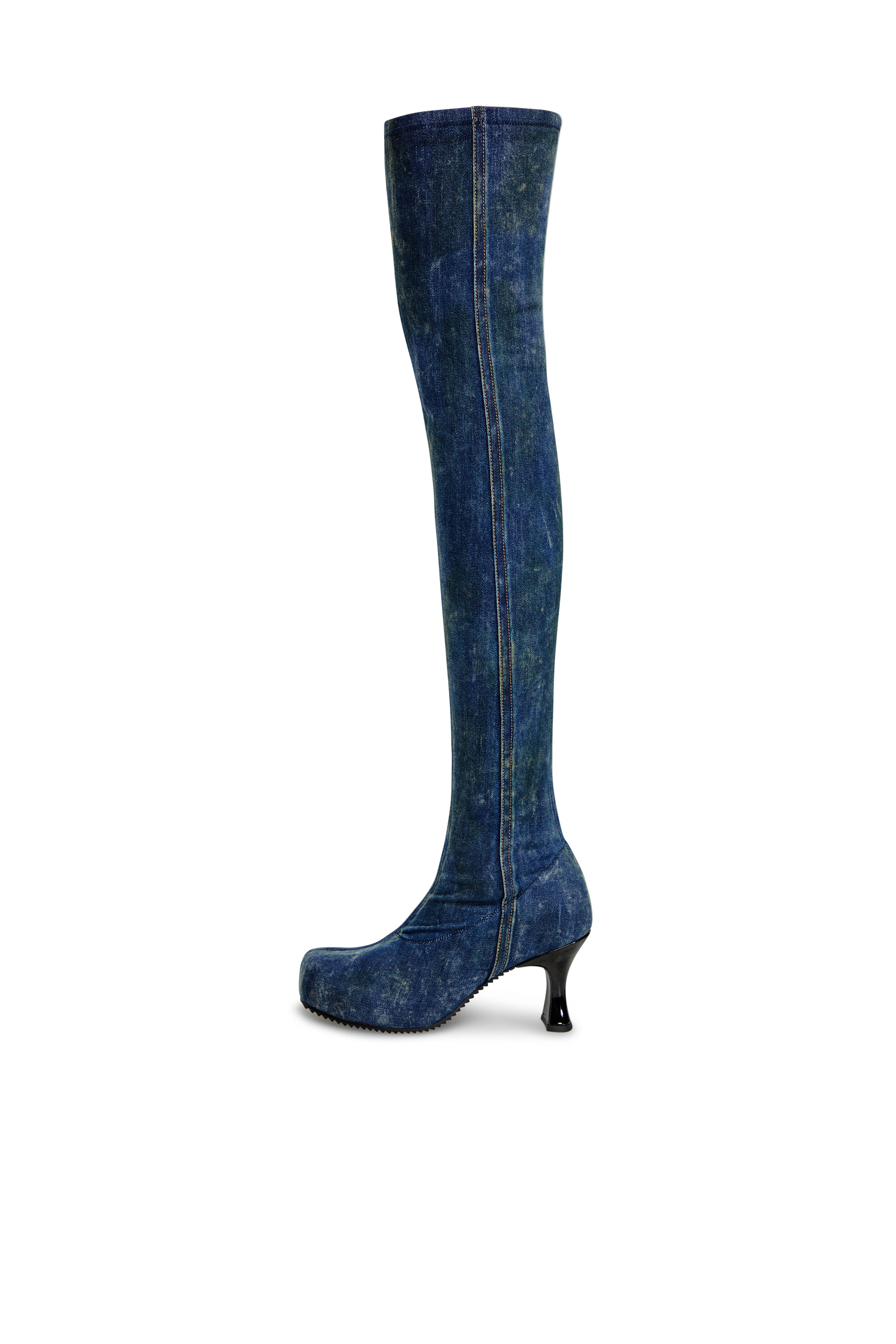 Diesel - D-WOODSTOCK TBT, Female D-Woodstock-Over-the-knee boots in denim in Blue - Image 6