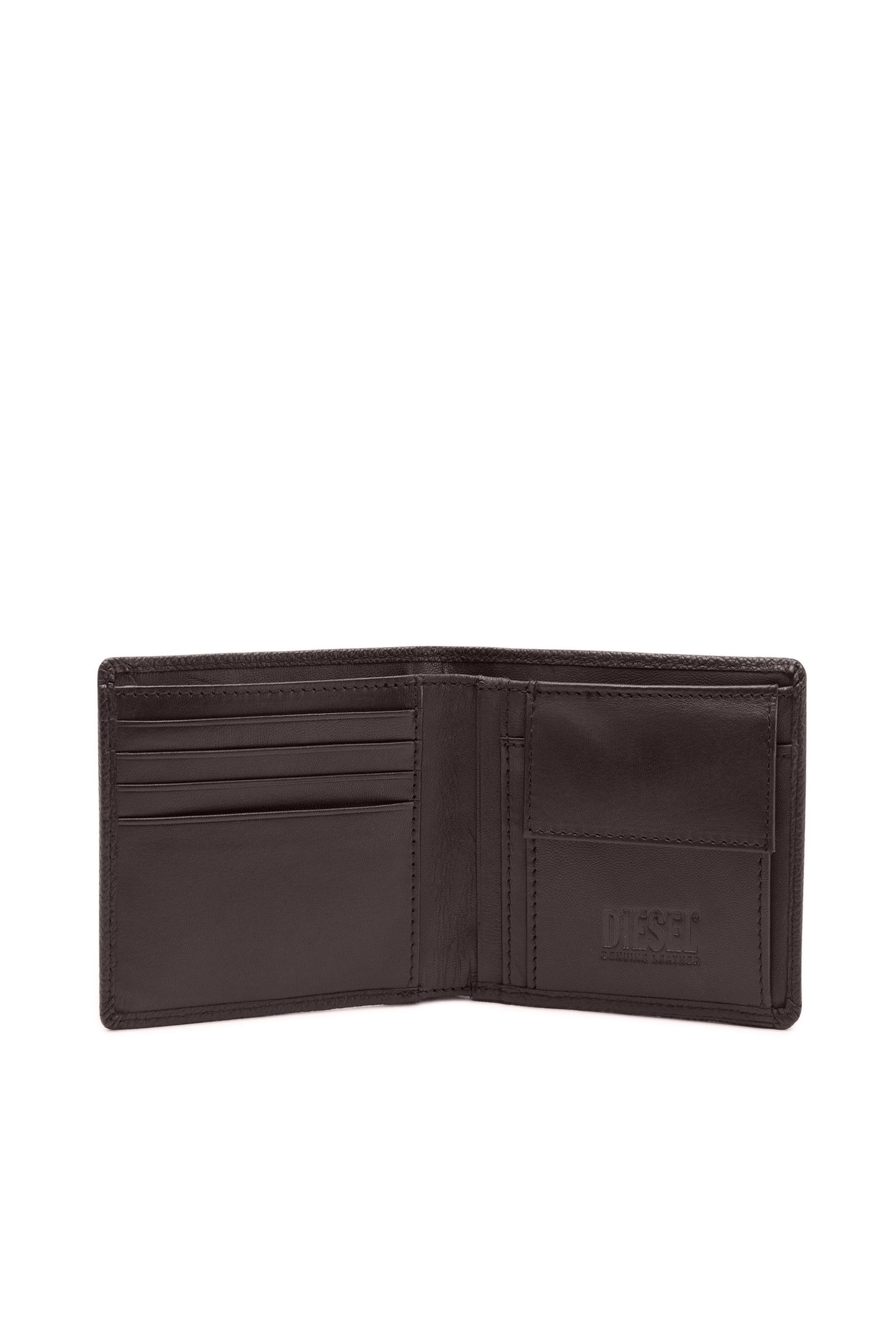 Diesel - BI FOLD COIN S, Male's Bi-fold wallet in grainy leather in Dark Brown - 3