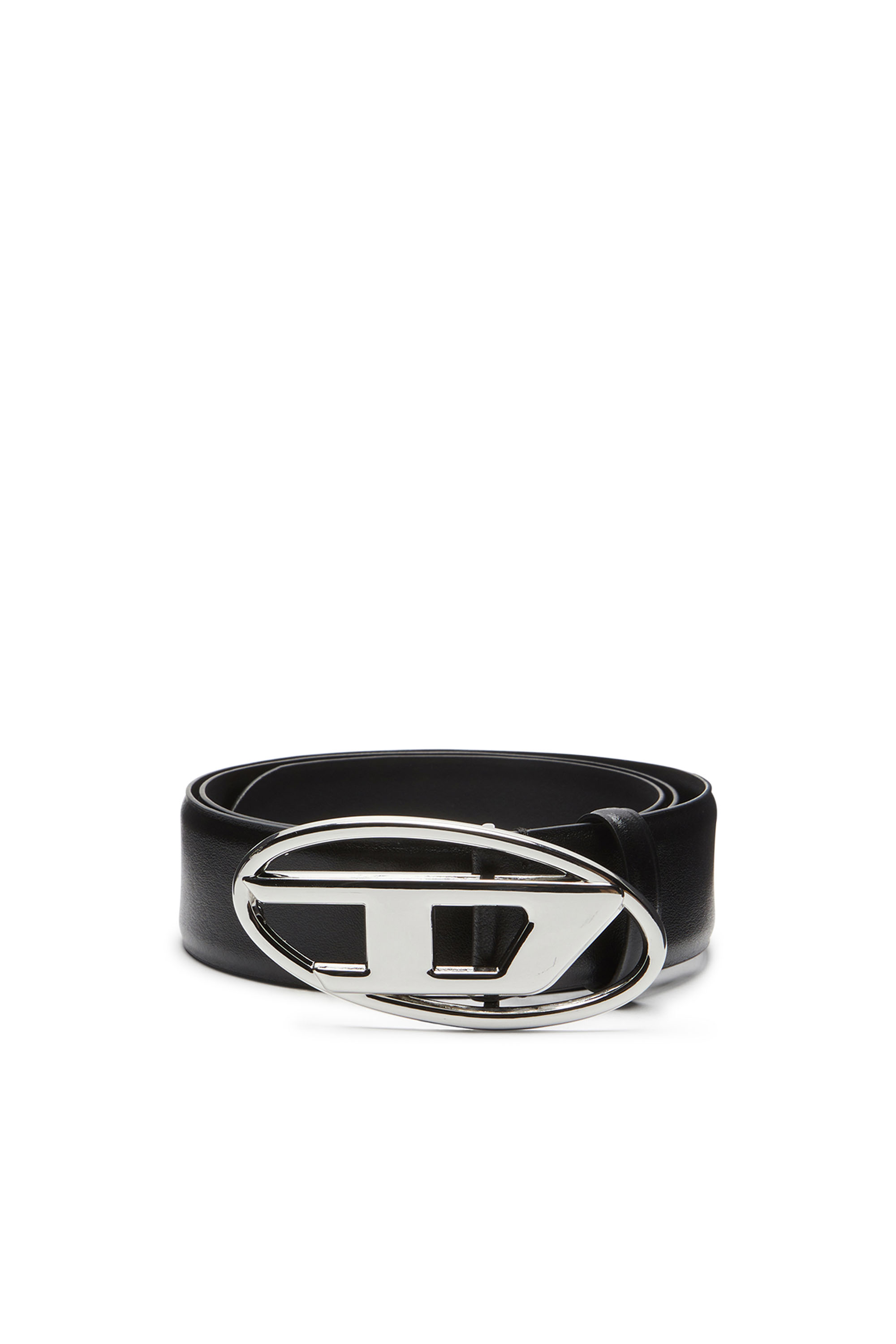 Diesel - B-1DR, Male's Leather belt with Oval D buckle in Black - 1