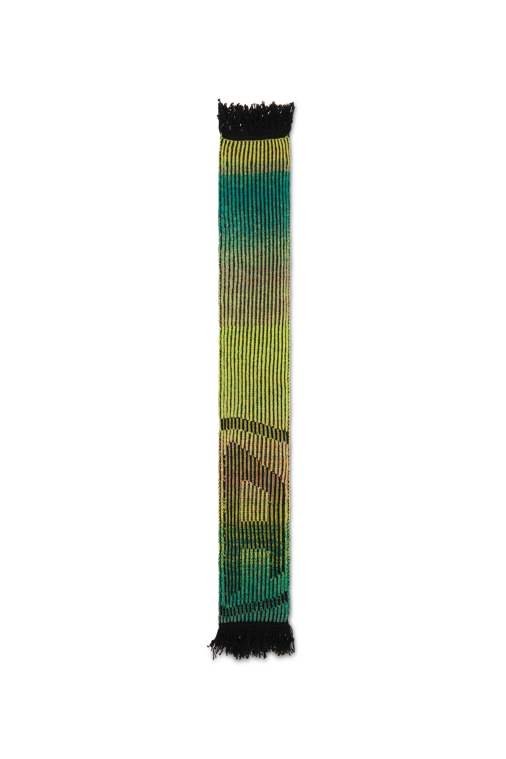 Diesel - K-SHADY, Unisex's Ribbed scarf with dégradé neon stripes in Green/Black - 2