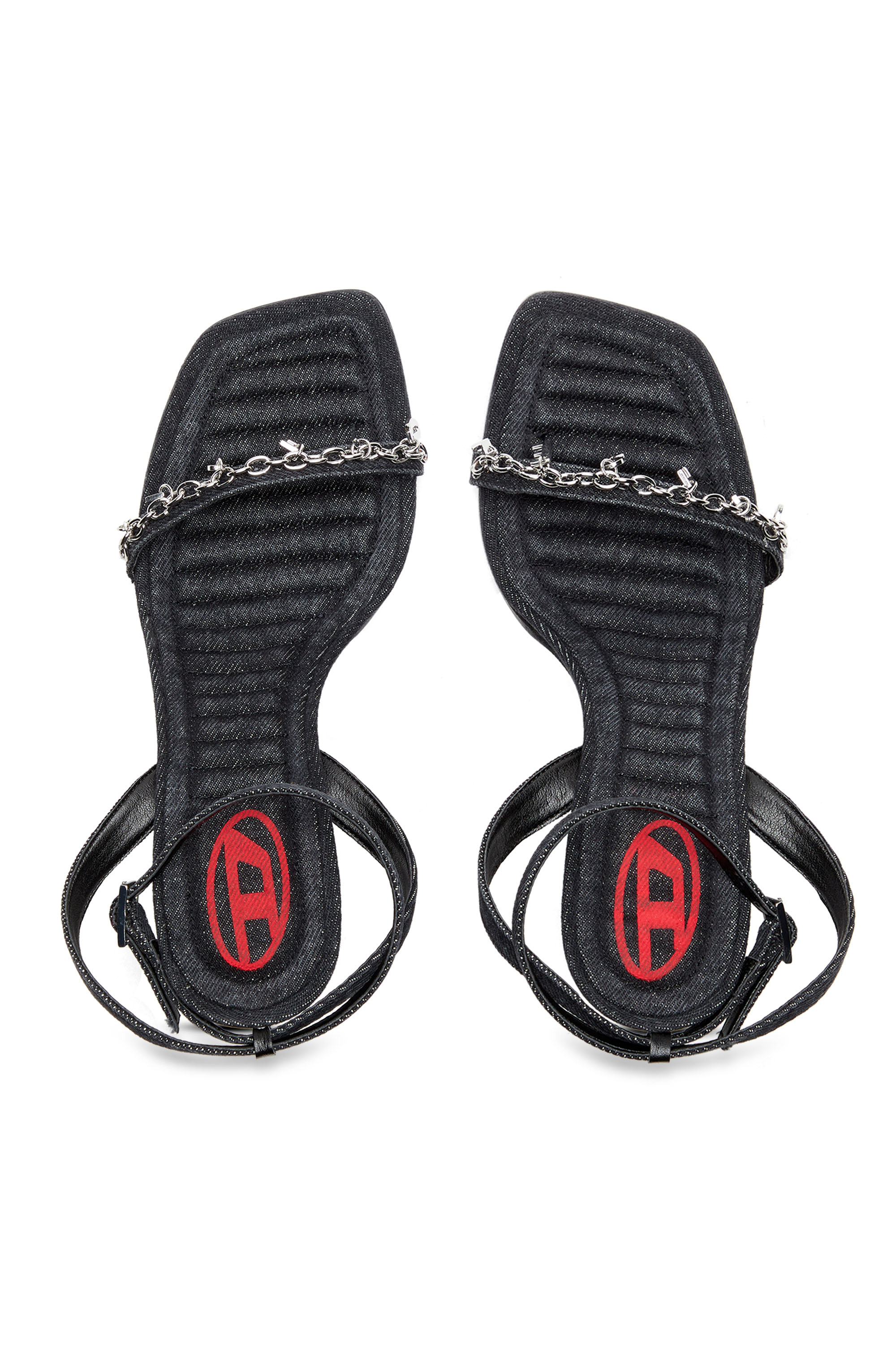 Diesel - D-VINA SDL, Female D-Vina Sdl Sandals - Denim sandals with Diesel charms in Black - Image 4