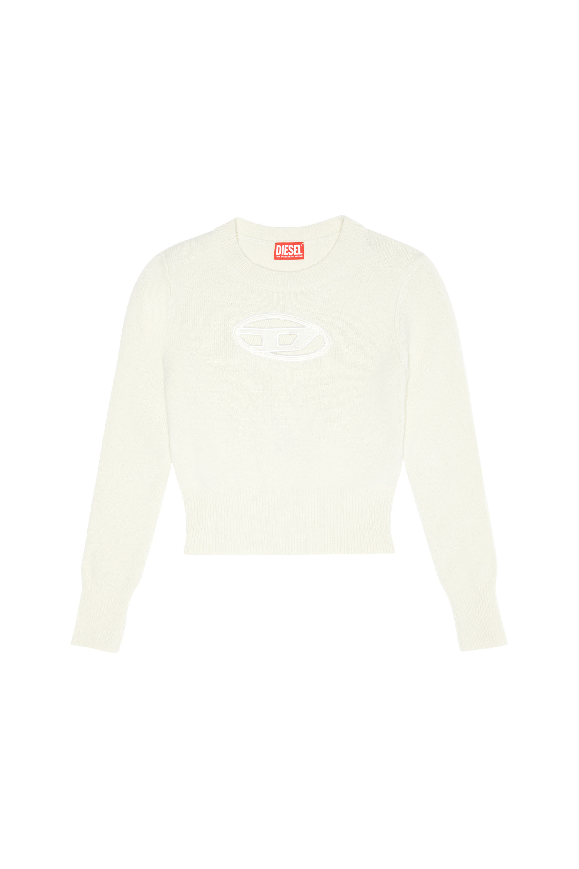 Diesel - M-AREESA, Female Jumper with embroidered cut-out logo in White - Image 4