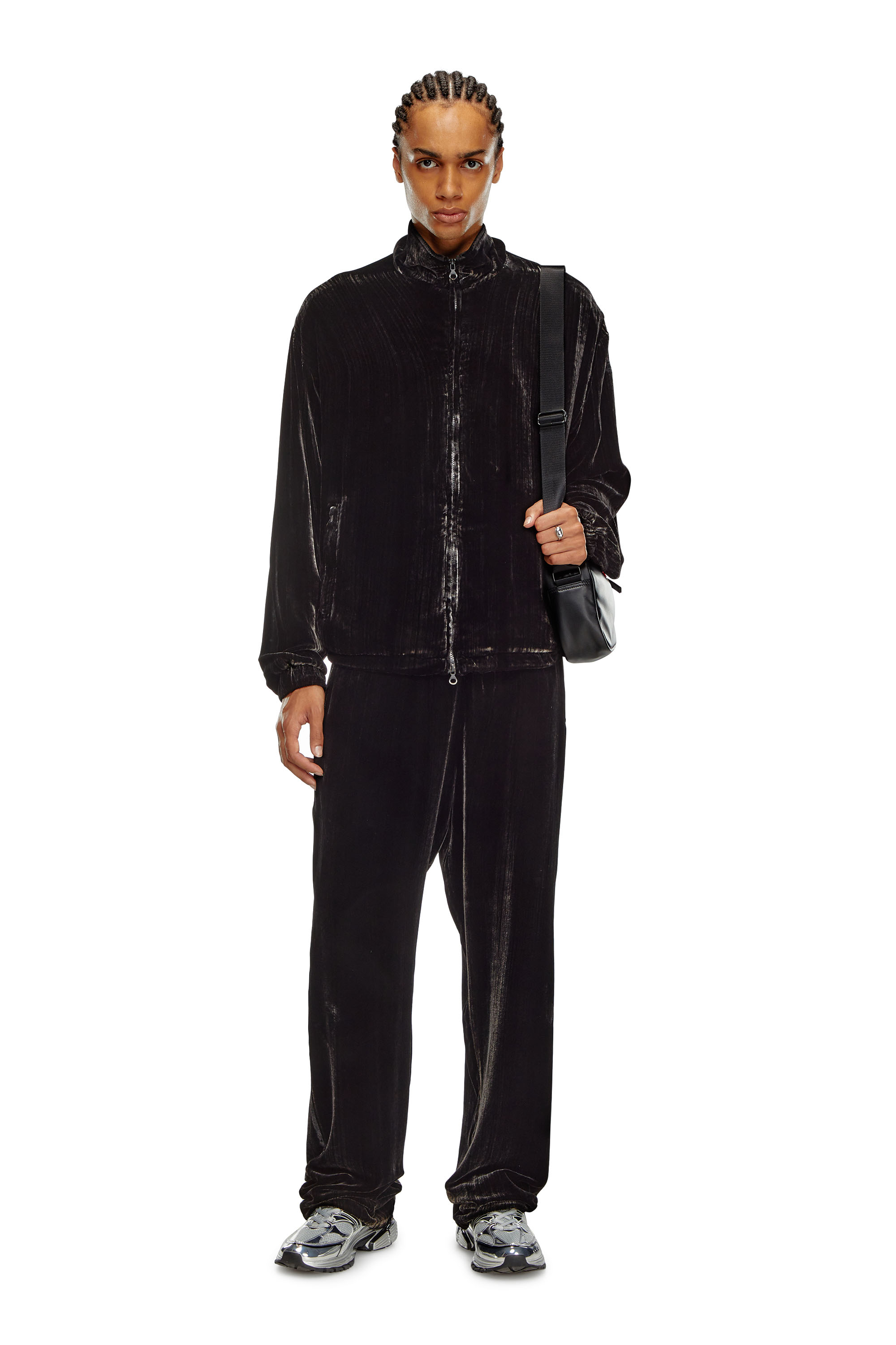 Diesel - J-SALFORD, Male's Treated silk-blend velvet jacket in Black - 2