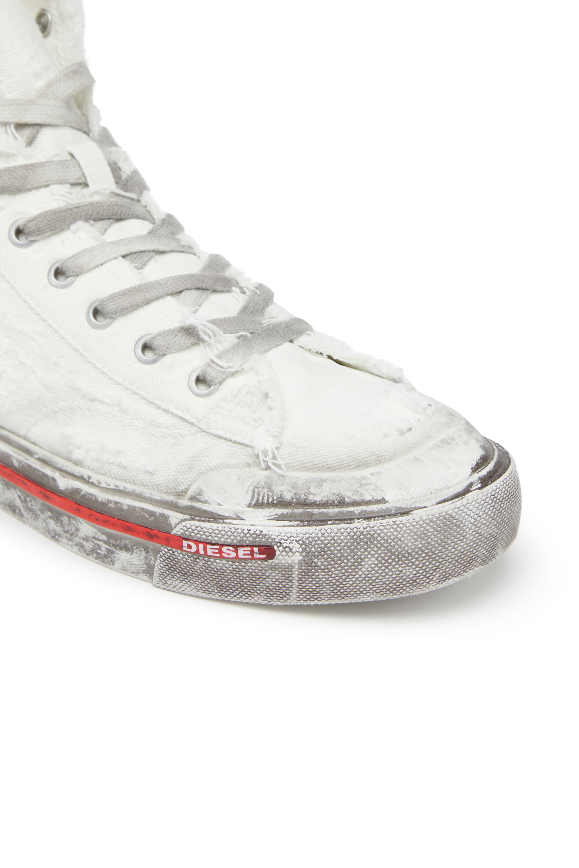 Diesel - S-ATHOS MID, Male S-Athos Mid - High-top sneakers in frayed denim in White - Image 7